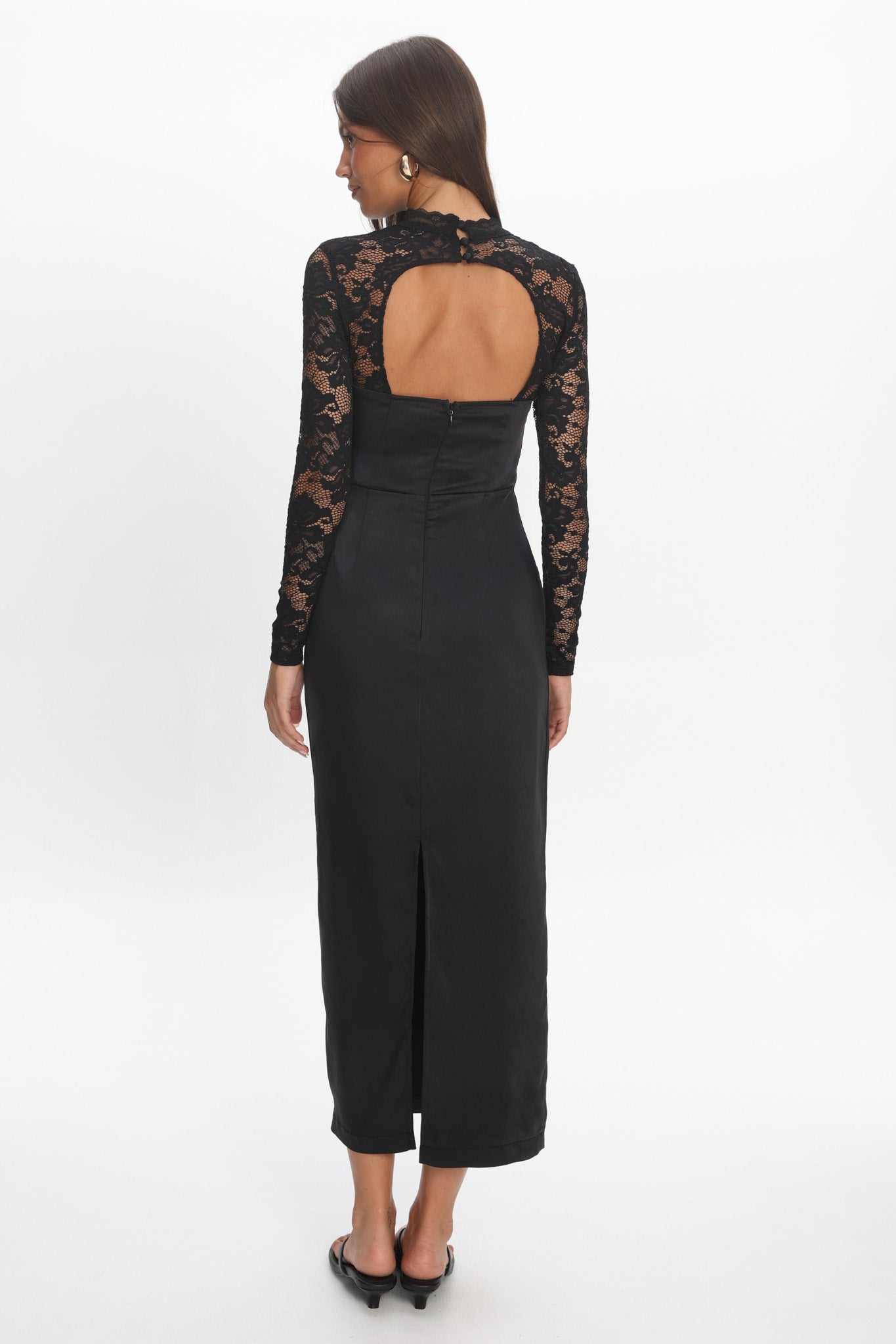 Lucha Lace Sleeve Maxi Dress Black by Selfie Leslie Australia