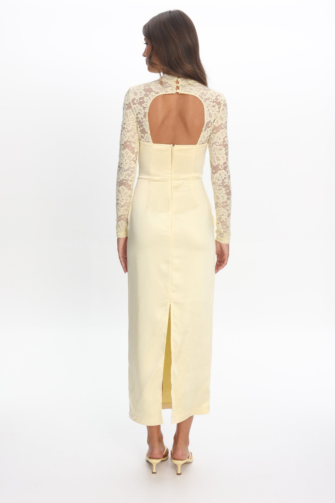 Lucha Lace Sleeve Maxi Dress Butter by Selfie Leslie Australia