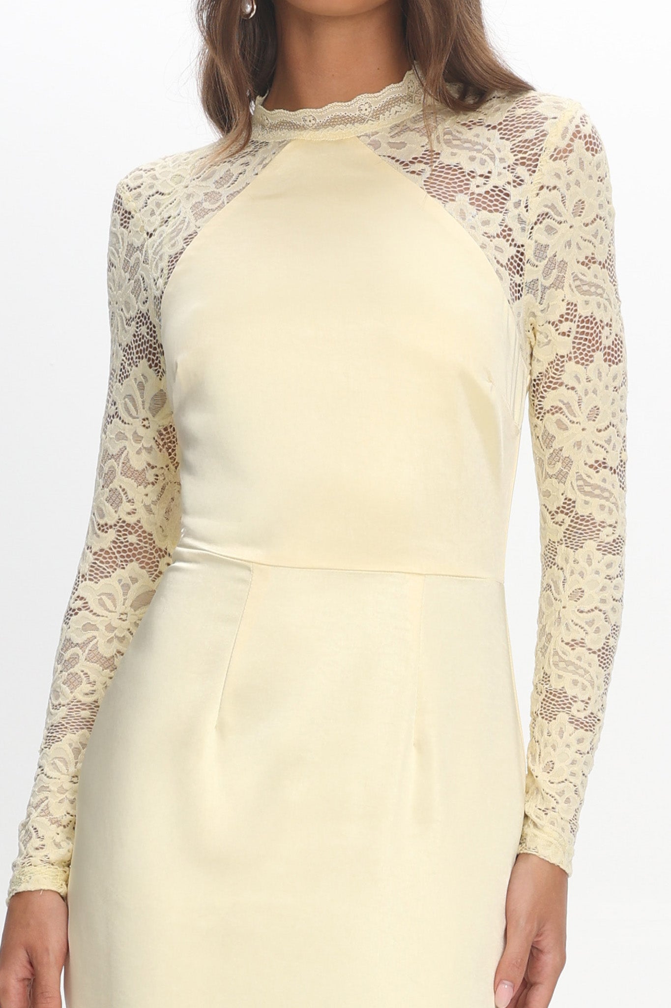 Lucha Lace Sleeve Maxi Dress Butter by Selfie Leslie Australia