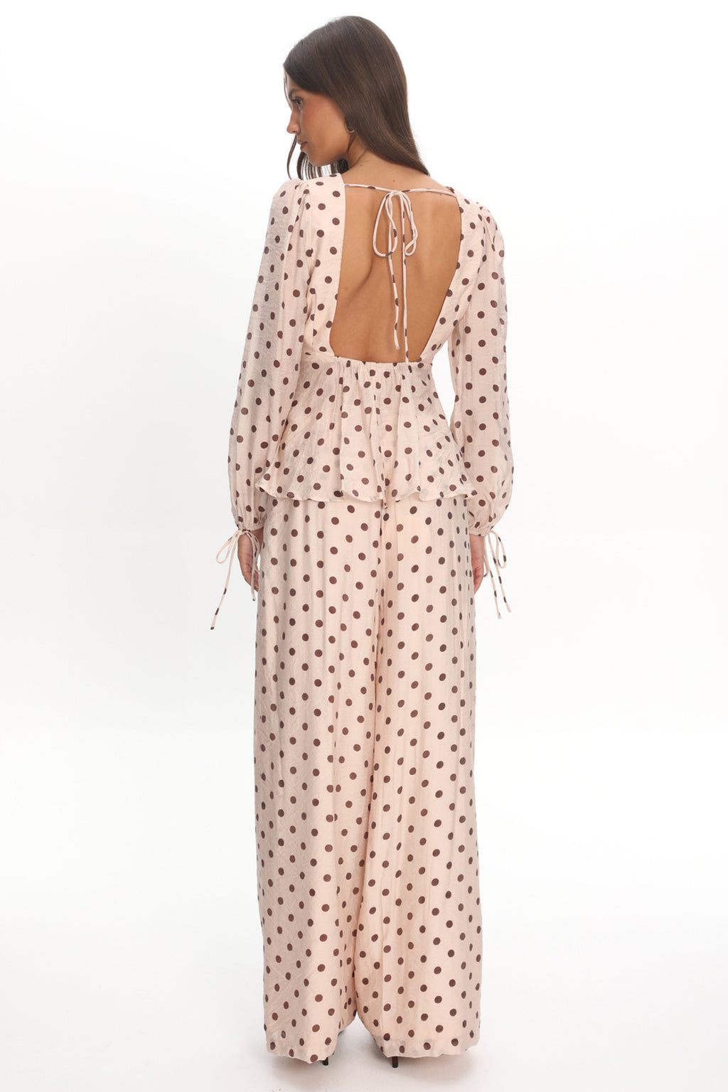 Anessa Straight Leg Pants Polka Dot Cream by Selfie Leslie Australia