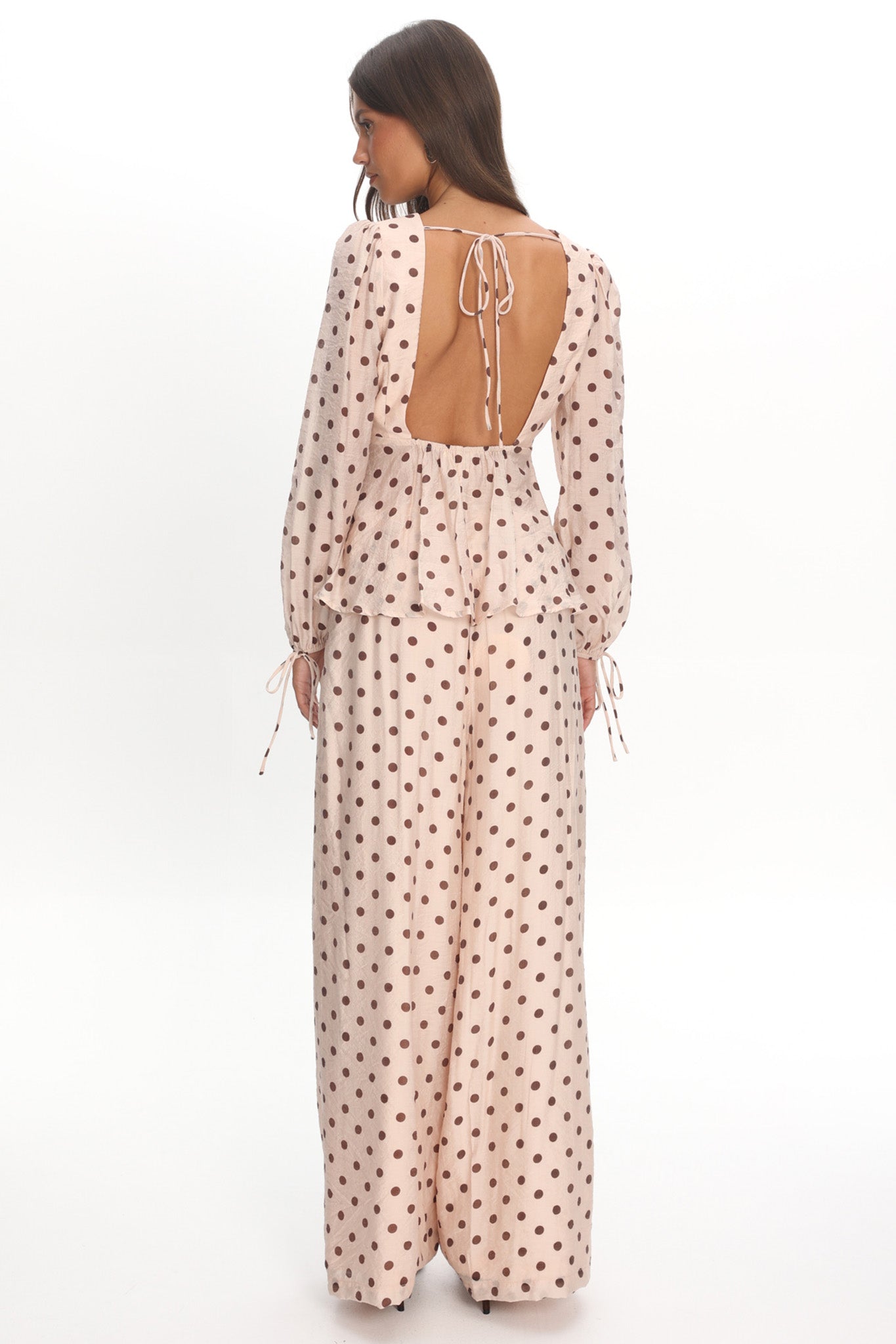Anessa Straight Leg Pants Polka Dot Cream by Selfie Leslie Australia