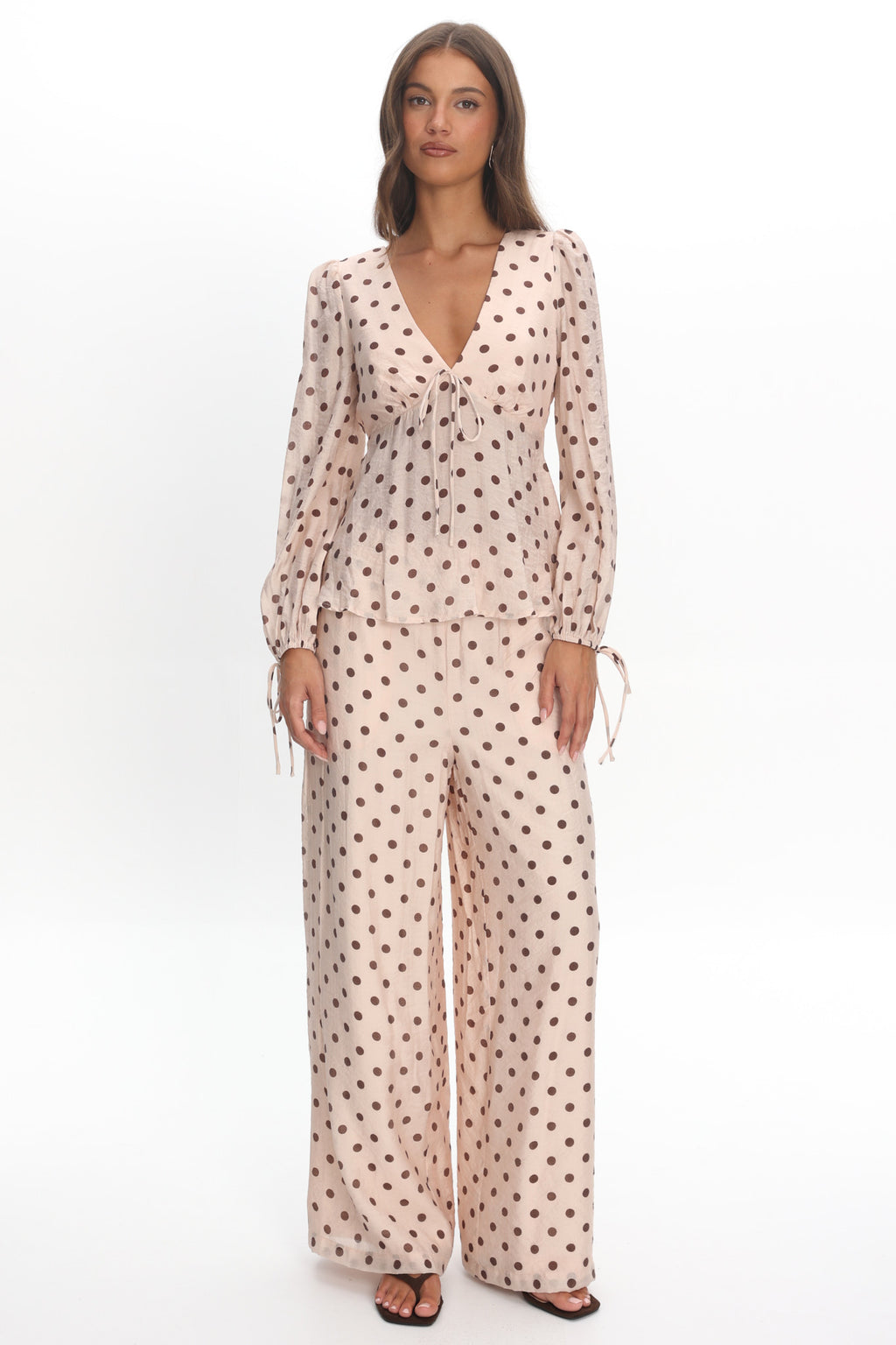 Anessa Balloon Sleeve Top Polka Dot Cream by Selfie Leslie Australia