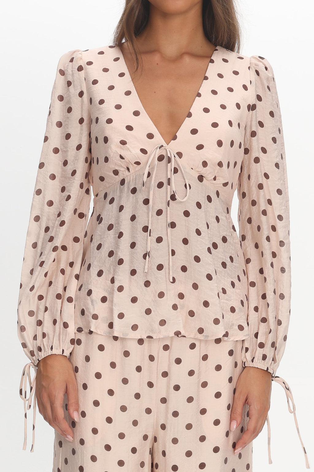 Anessa Balloon Sleeve Top Polka Dot Cream by Selfie Leslie Australia