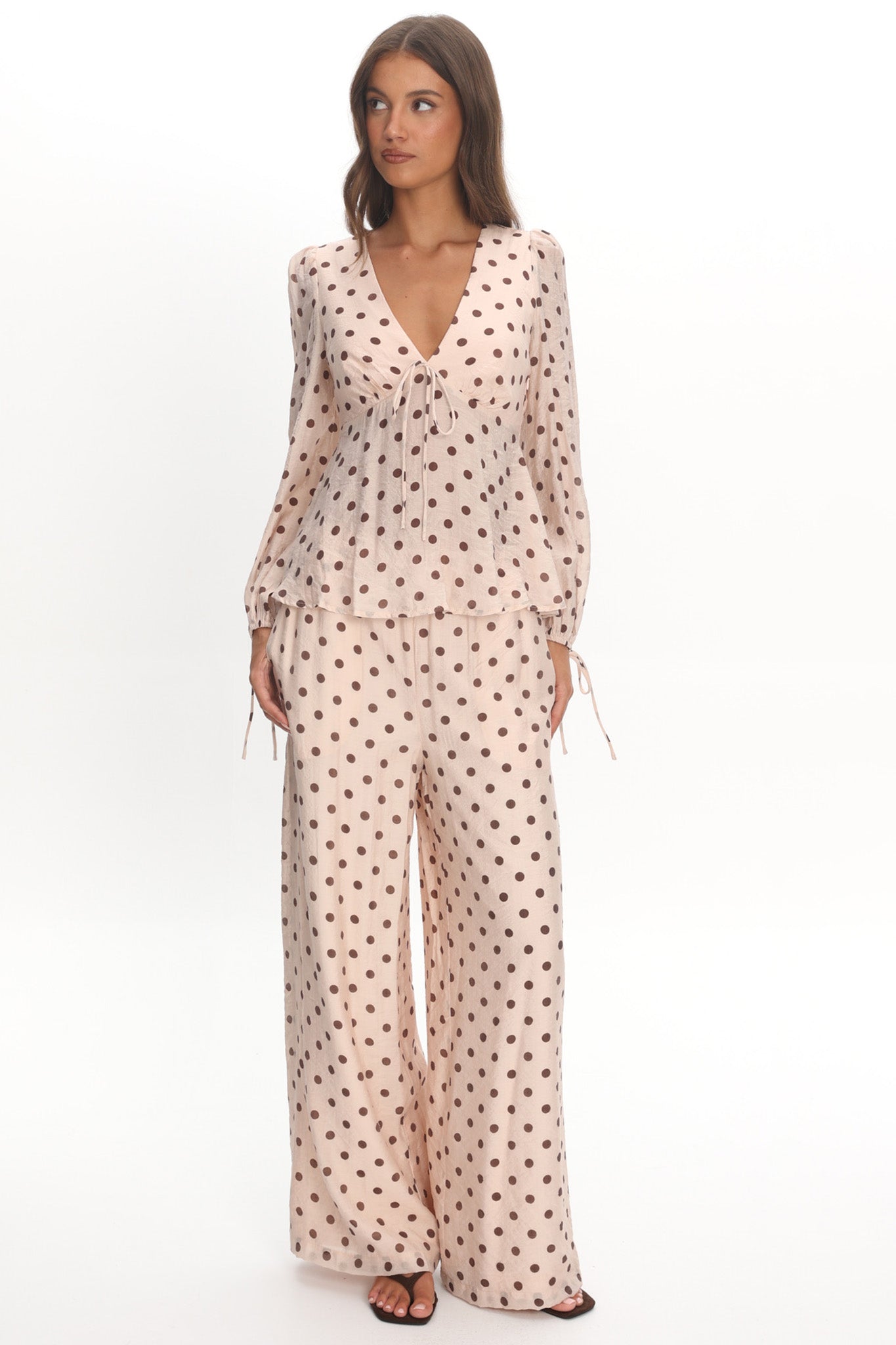 Anessa Balloon Sleeve Top Polka Dot Cream by Selfie Leslie Australia