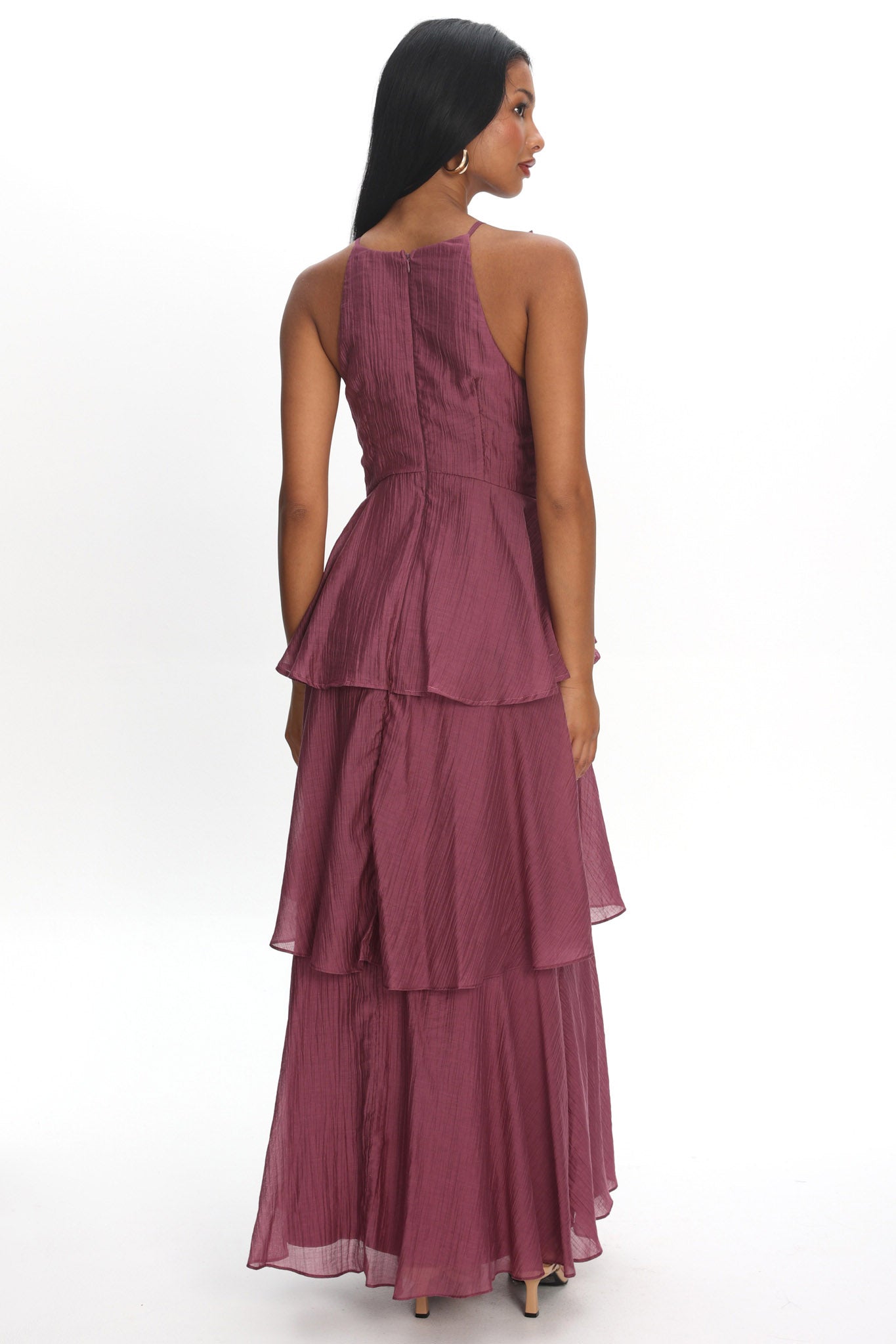 Aurika Tiered Ruffle Maxi Dress Grape by Selfie Leslie Australia