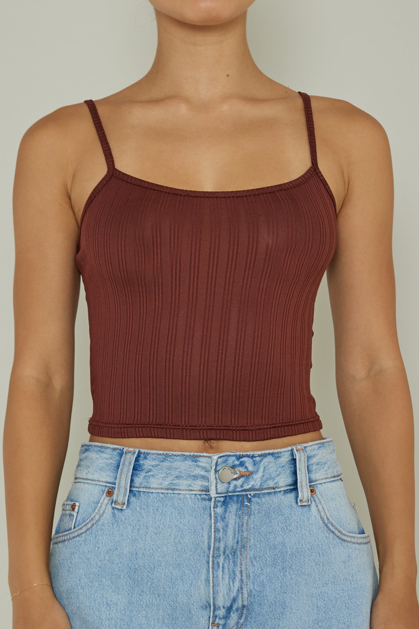 Sold Out Ribbed Cami Top Chocolate by Selfie Leslie Australia