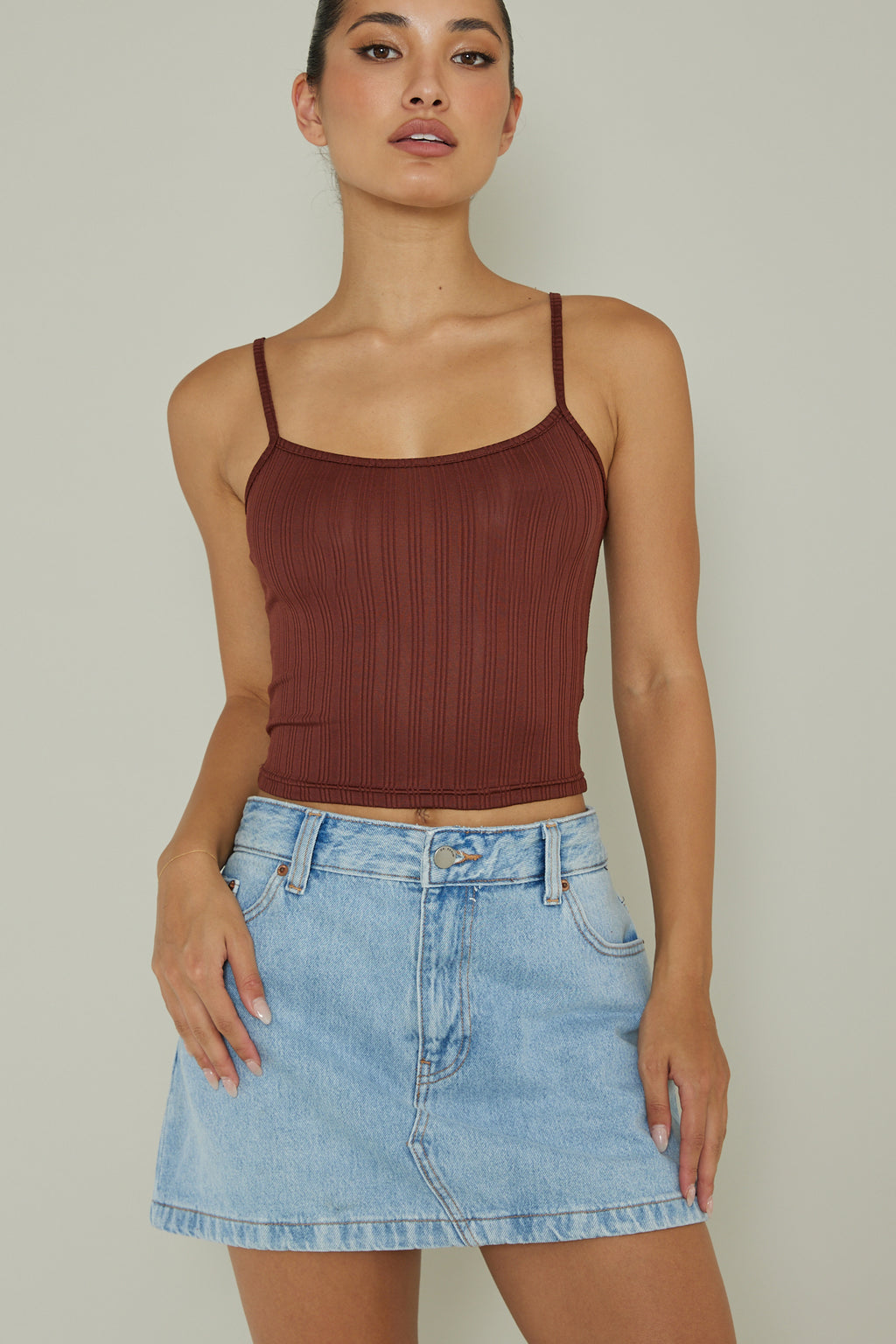 Sold Out Ribbed Cami Top Chocolate by Selfie Leslie Australia