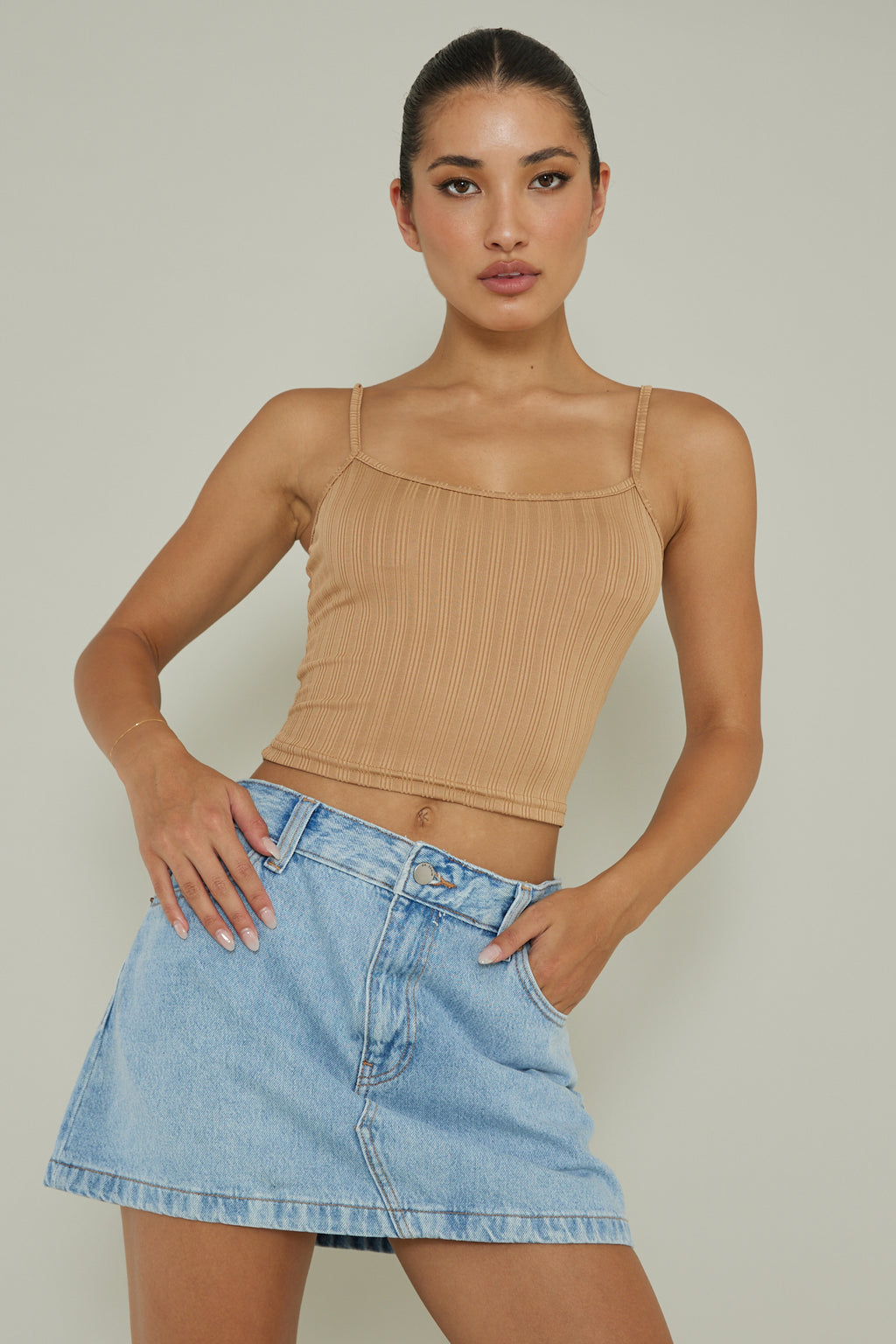 Sold Out Ribbed Cami Top Mocha by Selfie Leslie Australia