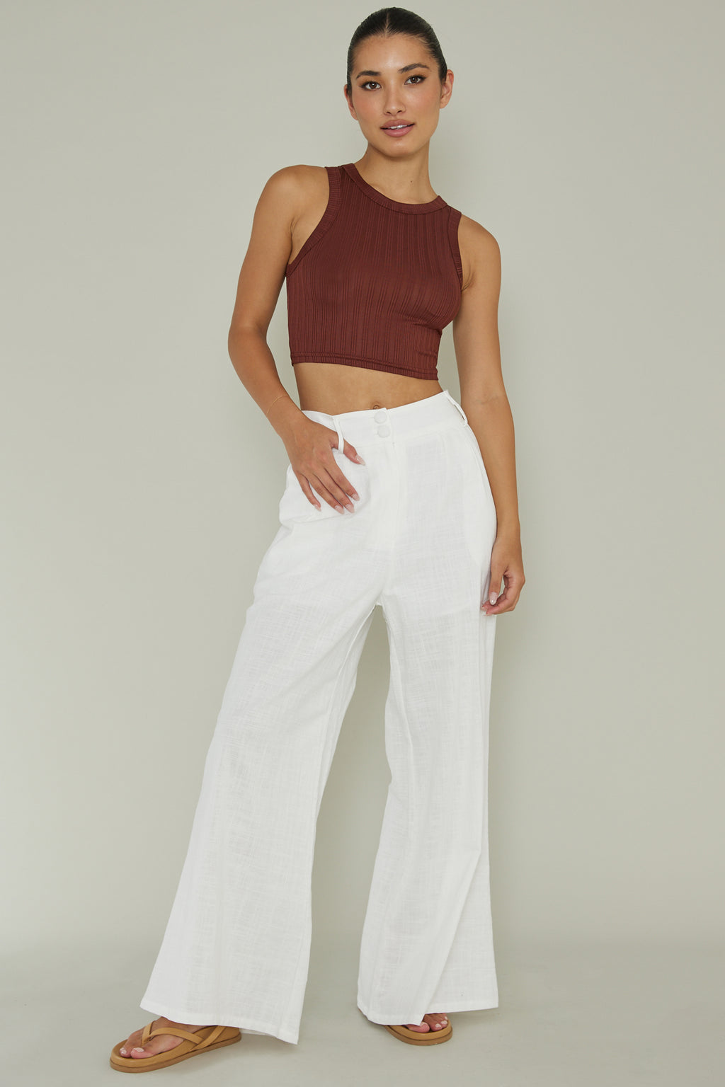 Seeker Ribbed Crop Top Mocha by Selfie Leslie Australia