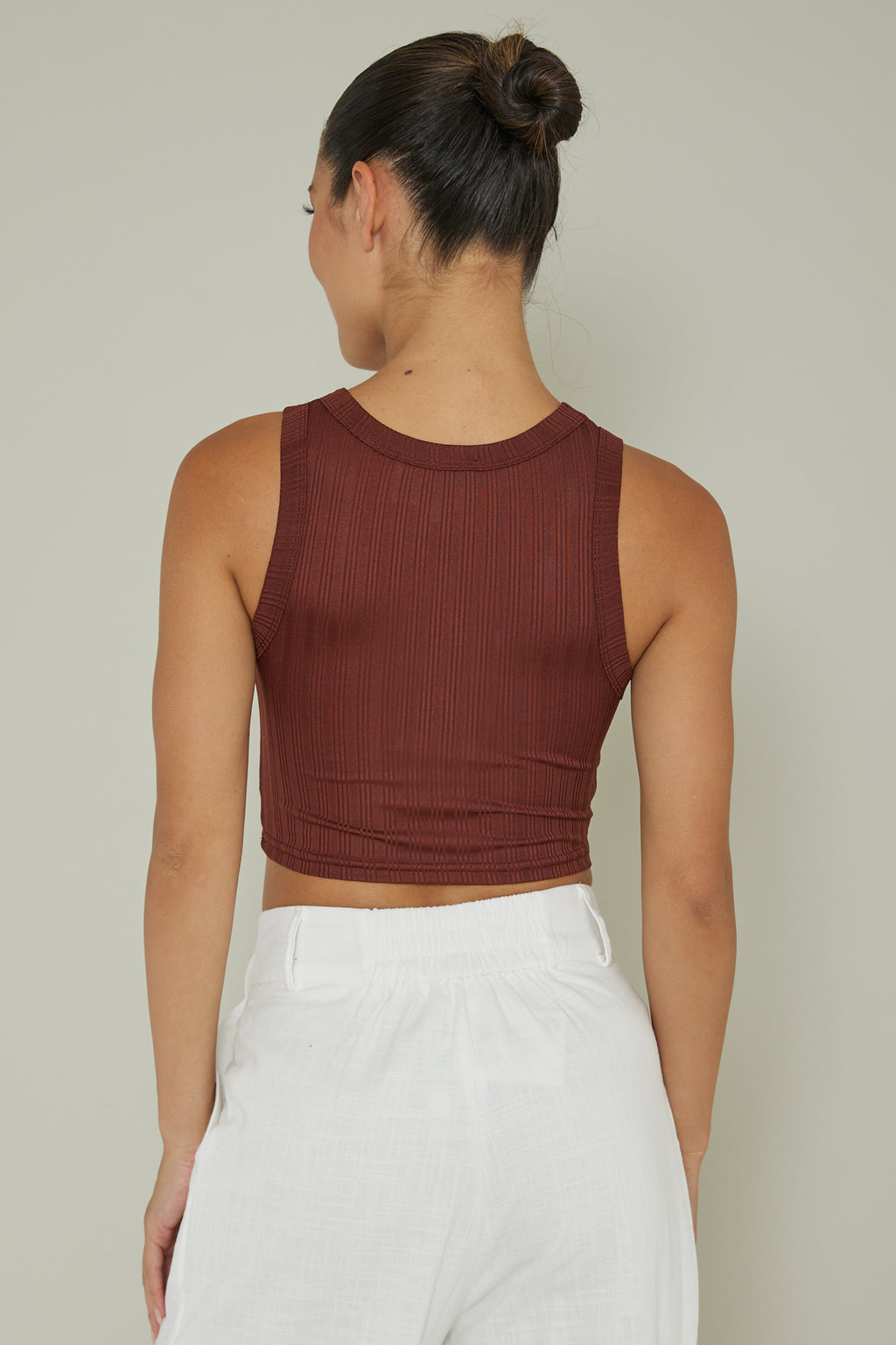 Seeker Ribbed Crop Top Mocha by Selfie Leslie Australia