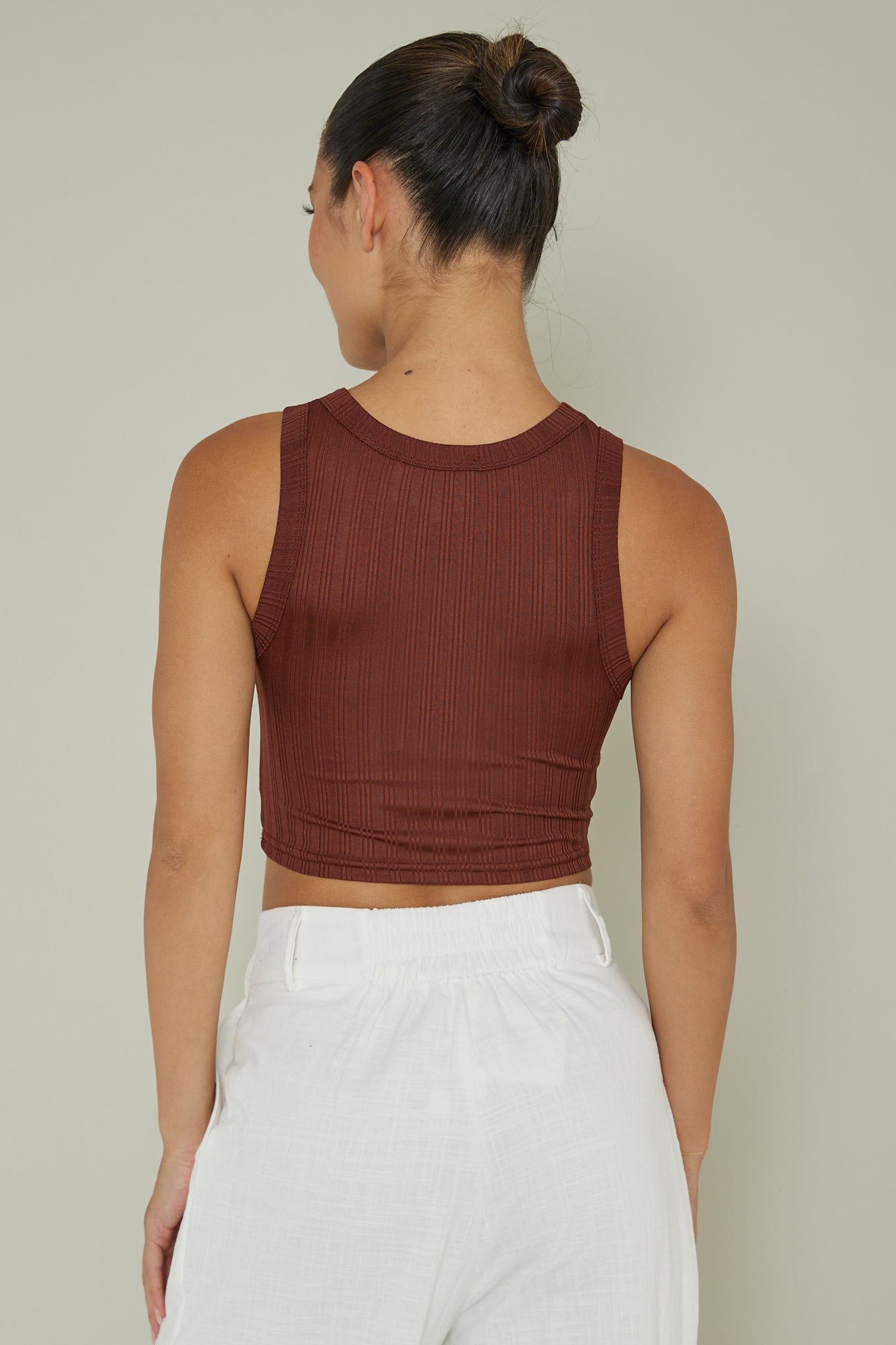 Seeker Ribbed Crop Top Mocha by Selfie Leslie Australia
