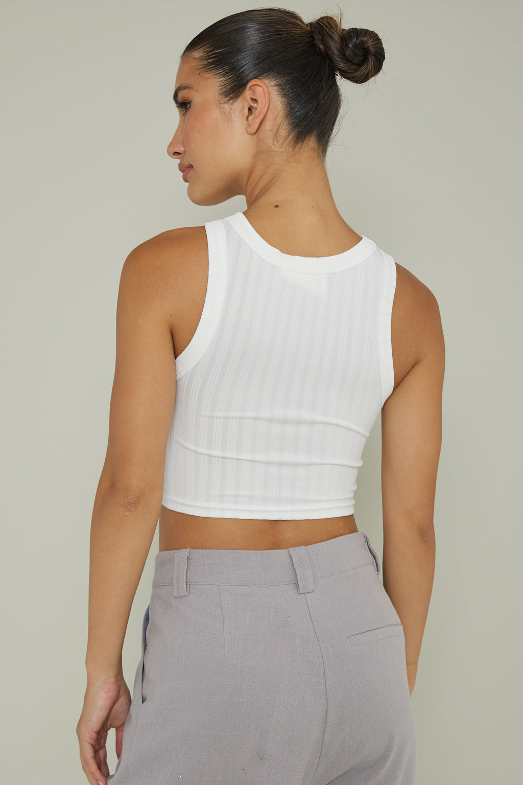 Seeker Ribbed Crop Top White by Selfie Leslie Australia