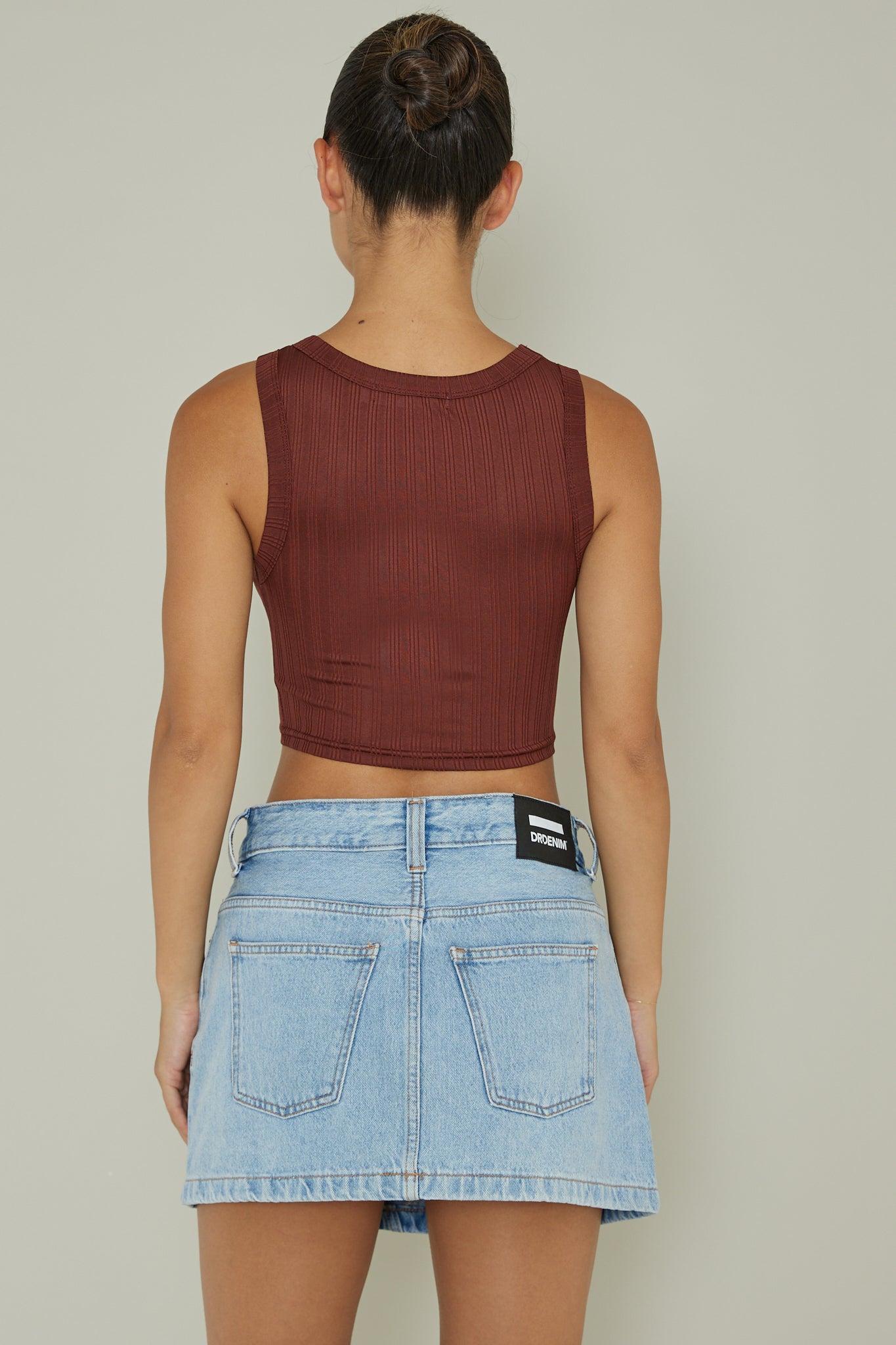 In Sync Scoop Neck Crop Top Chocolate by Selfie Leslie Australia