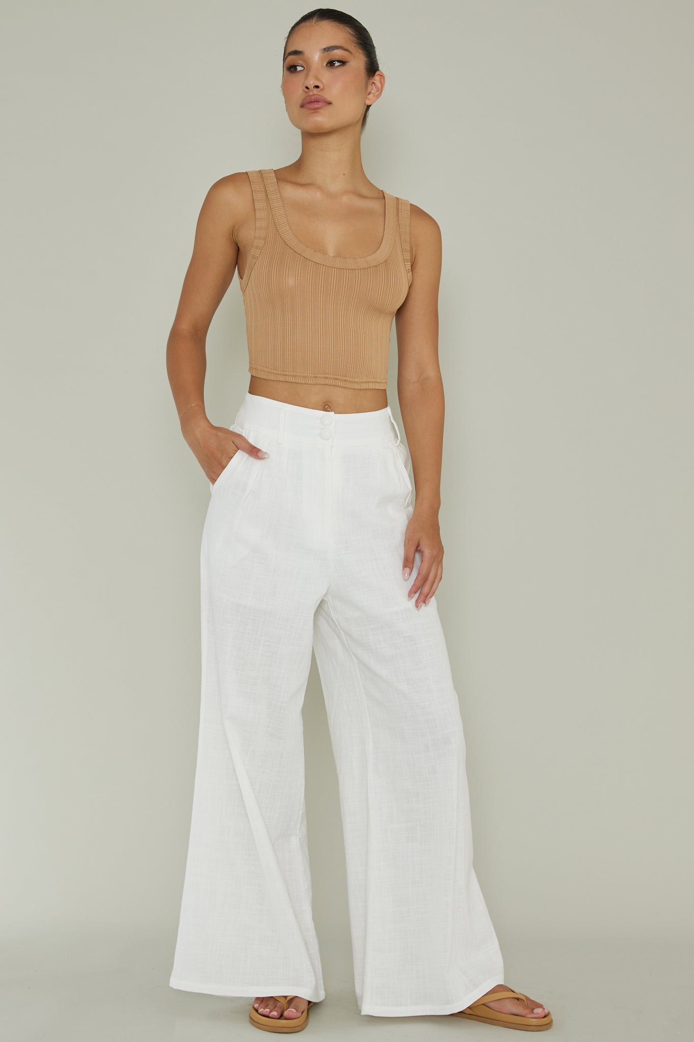 In Sync Scoop Neck Crop Top Mocha by Selfie Leslie Australia