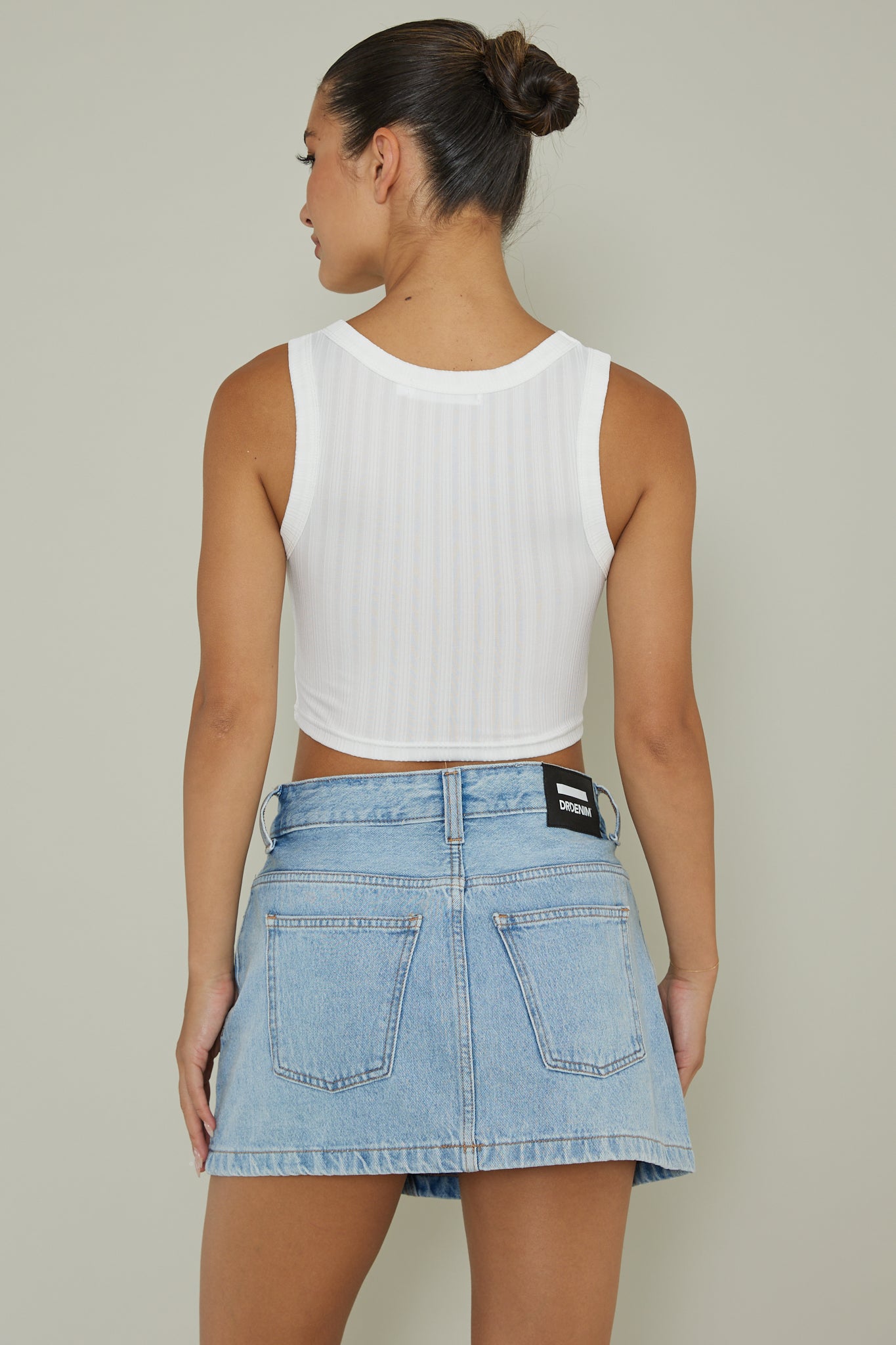 In Sync Scoop Neck Crop Top White by Selfie Leslie Australia
