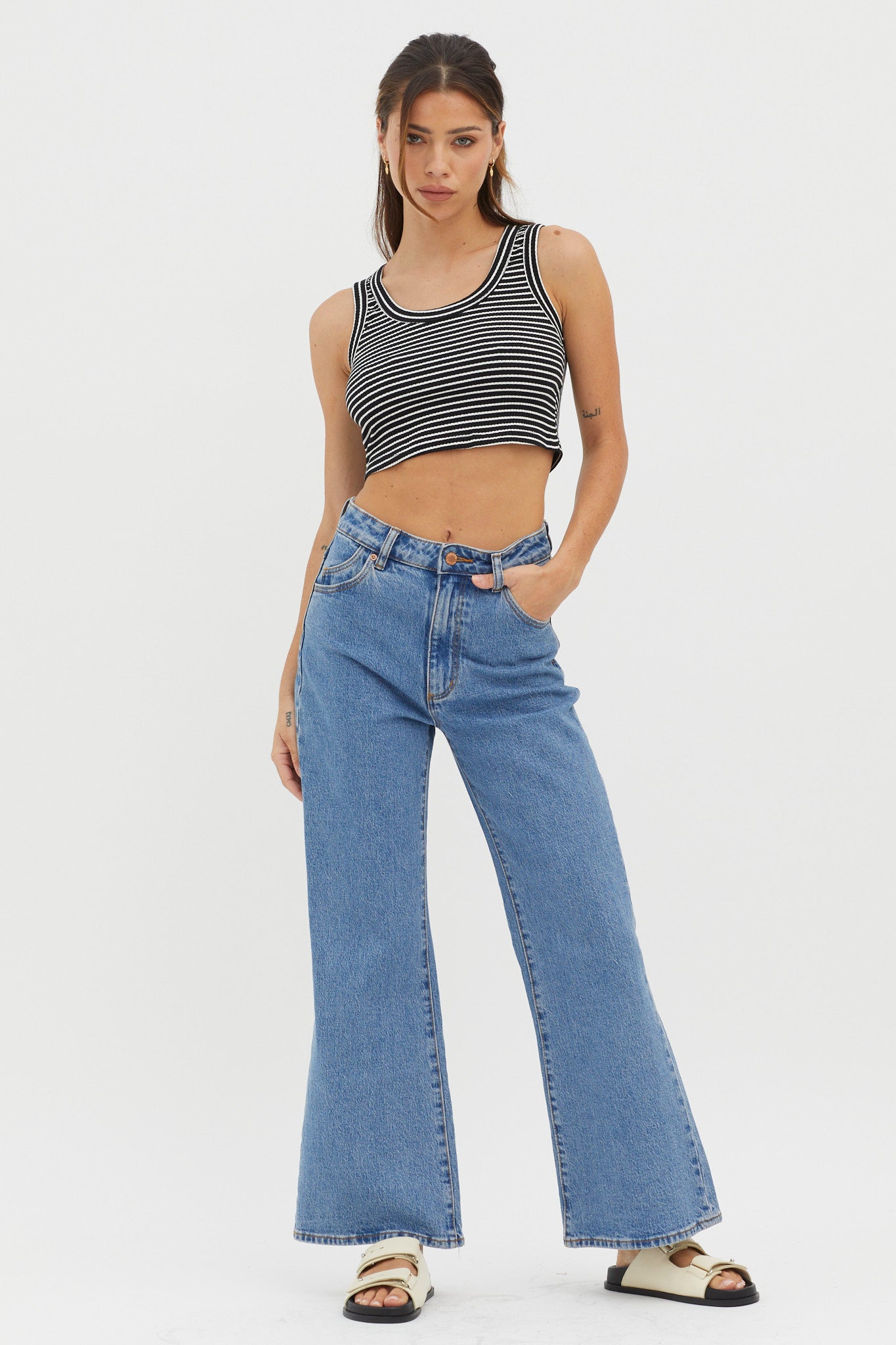 In Sync Scoop Neck Crop Top Black Base by Selfie Leslie Australia