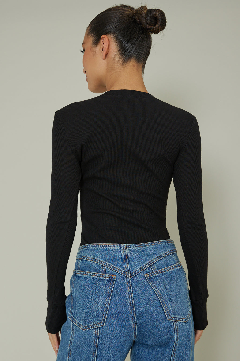Henley Snap Front Bodysuit Black by Selfie Leslie Australia