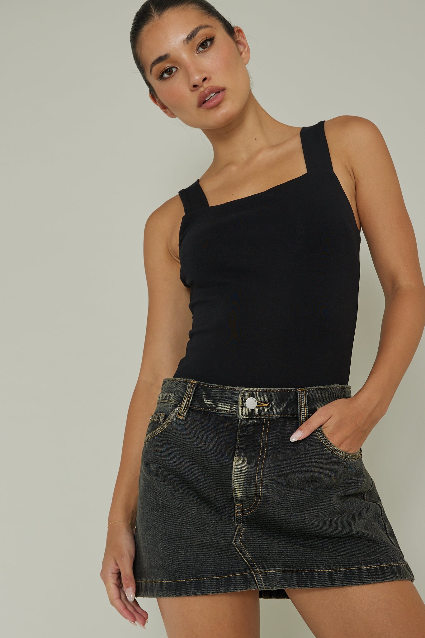 High Time Square Neckline Leotard Black by Selfie Leslie Australia