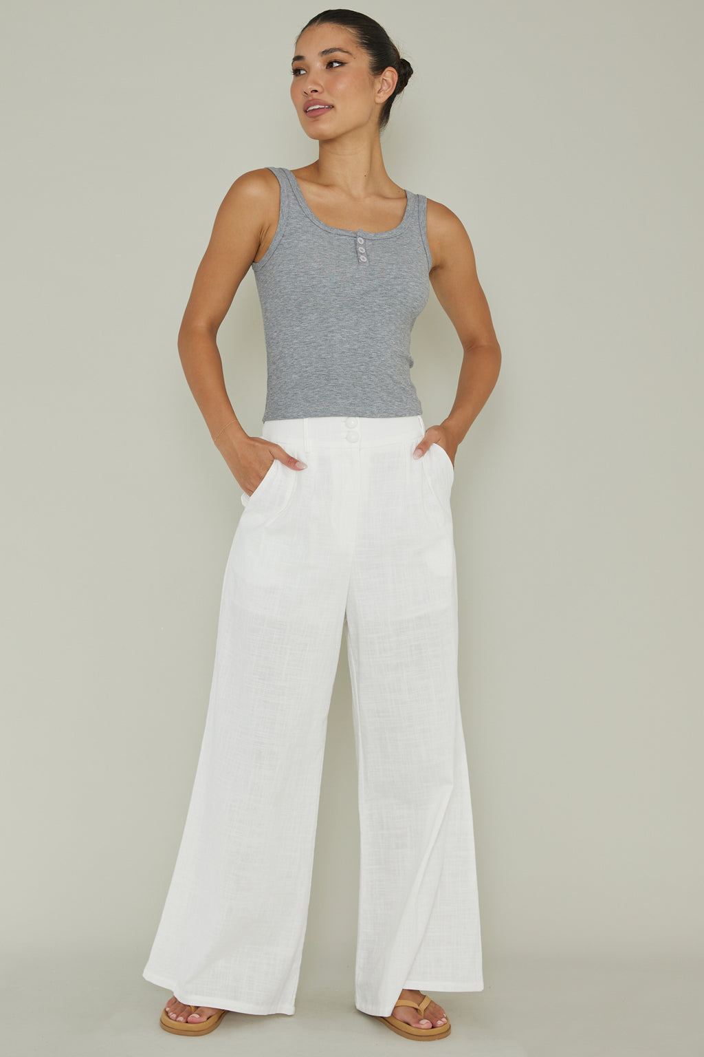 Recess Thick Strap Ribbed Top Grey by Selfie Leslie Australia