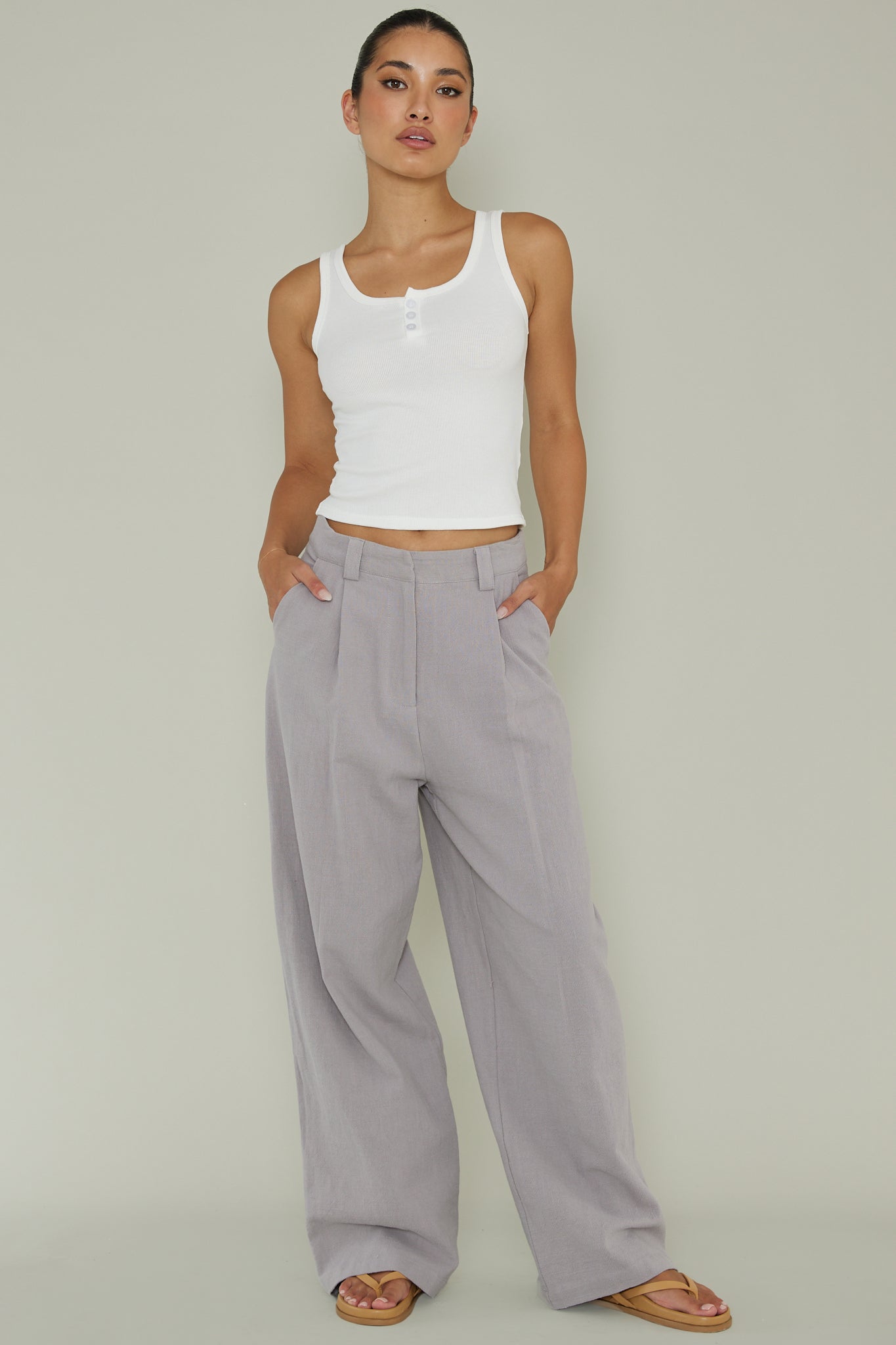 Recess Thick Strap Ribbed Top White by Selfie Leslie Australia