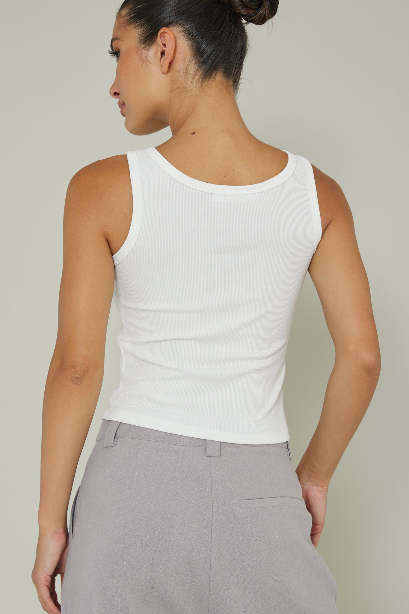 Recess Thick Strap Ribbed Top White by Selfie Leslie Australia