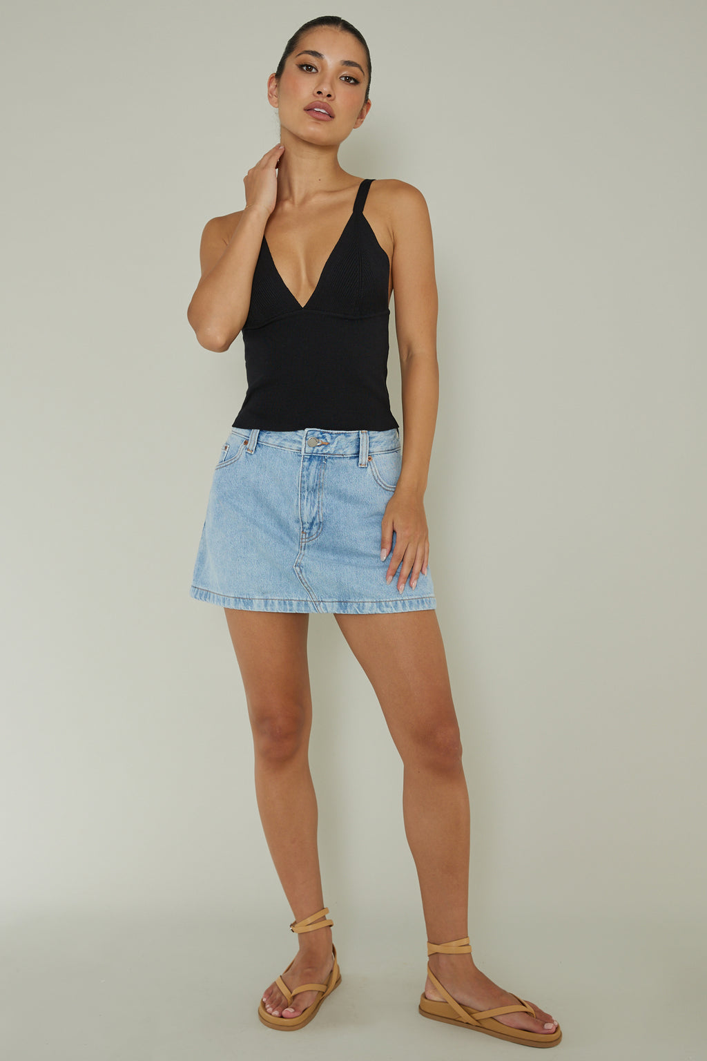 City V-Neck Knit Top Black by Selfie Leslie Australia