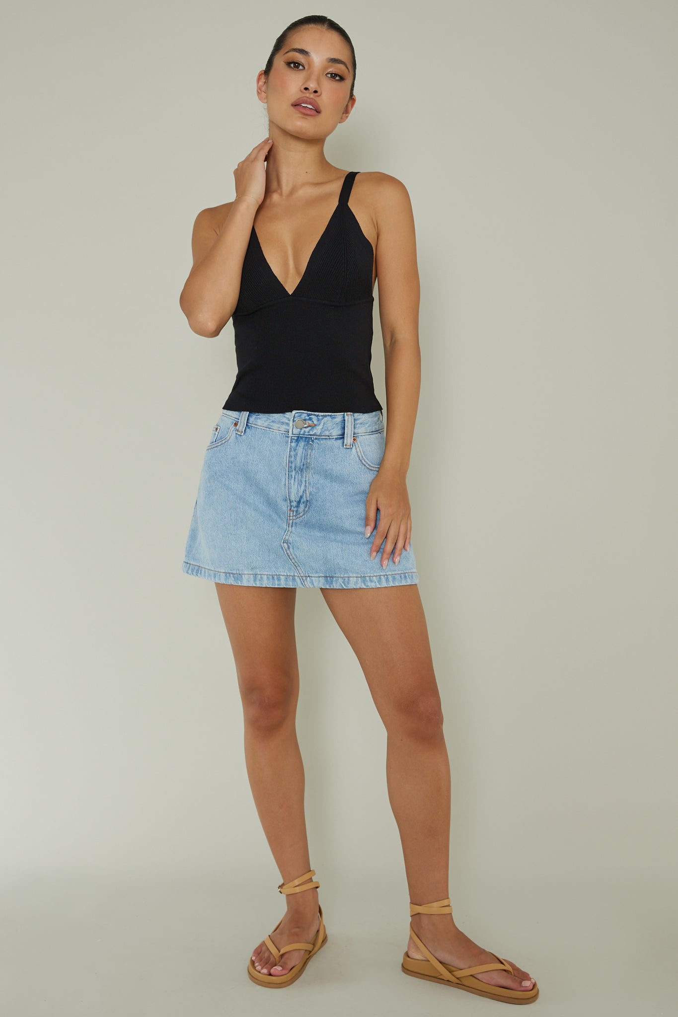 City V-Neck Knit Top Black by Selfie Leslie Australia