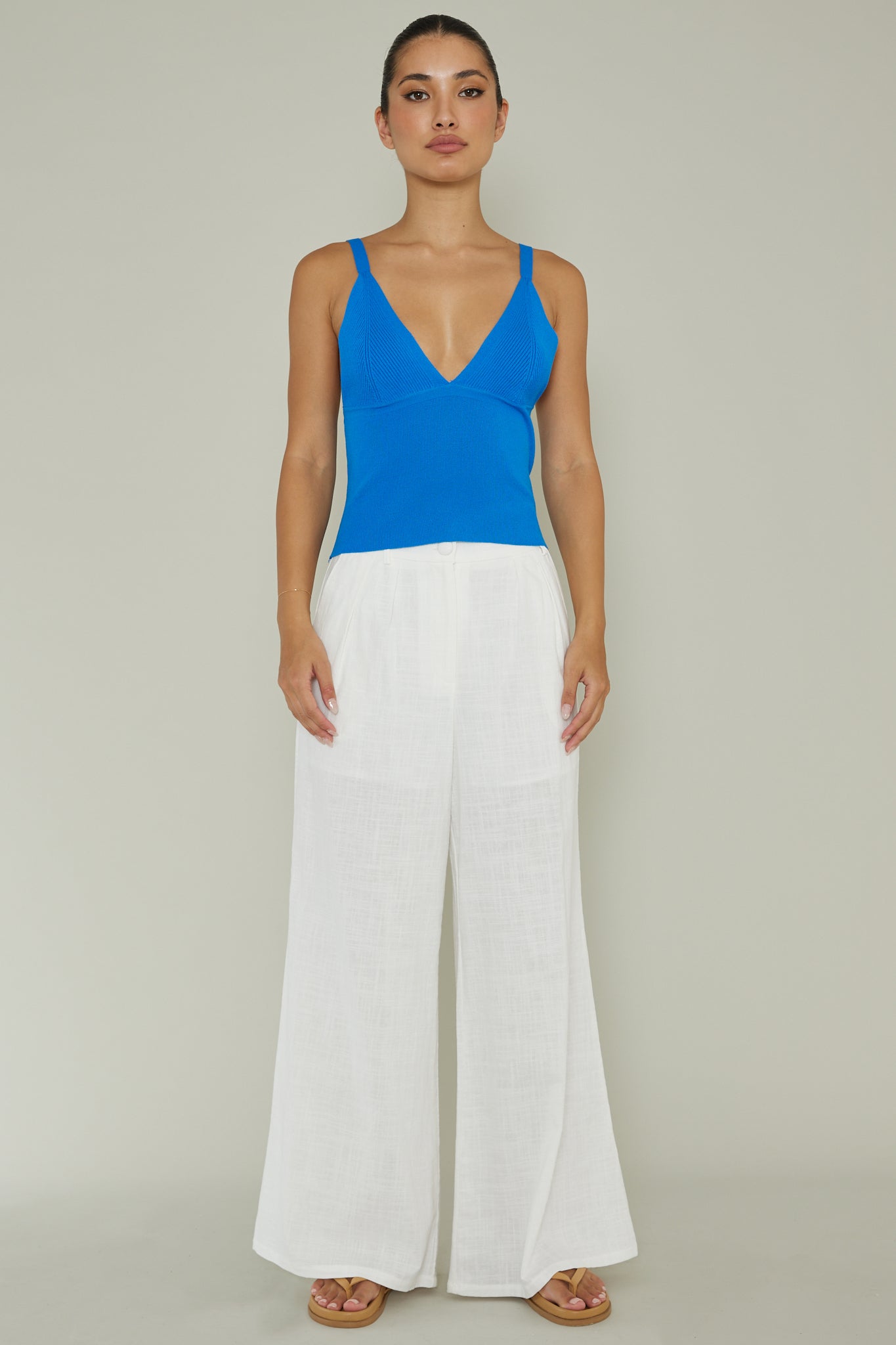 City V-Neck Knit Top Blue by Selfie Leslie Australia