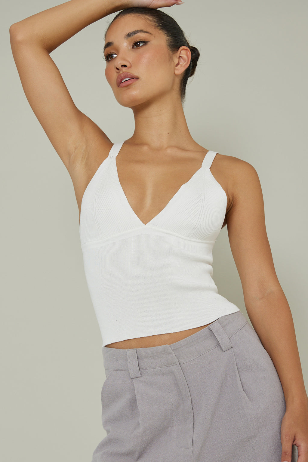 City V-Neck Knit Top White by Selfie Leslie Australia