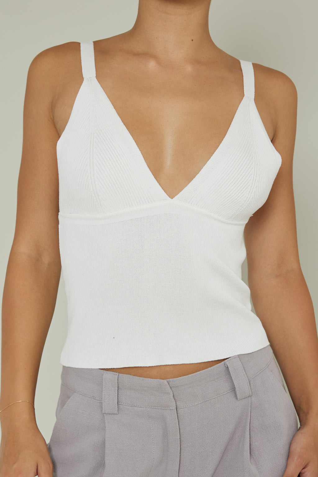 City V-Neck Knit Top White by Selfie Leslie Australia