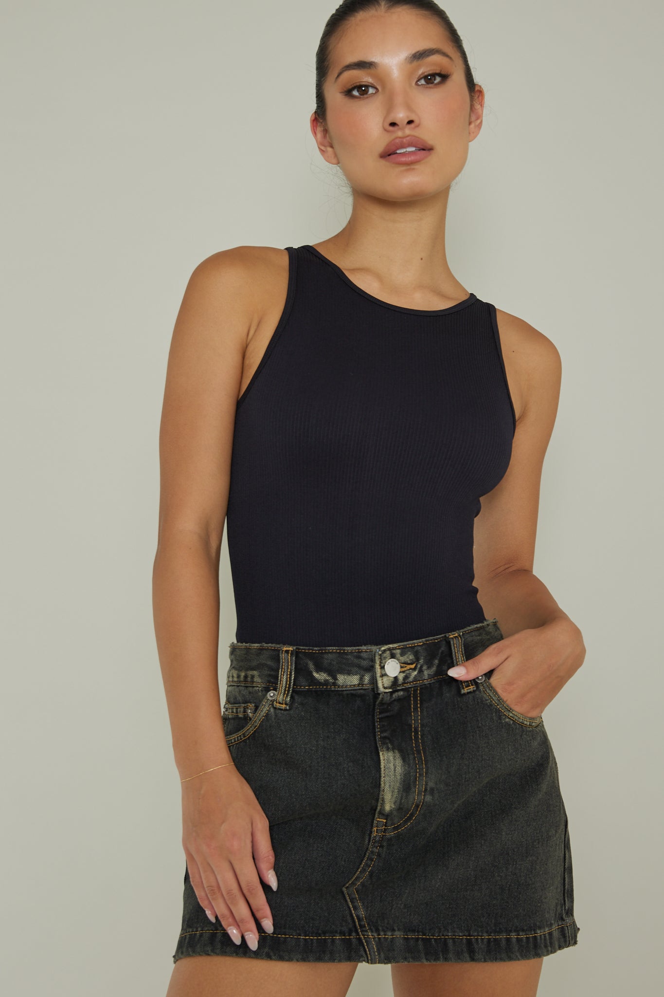 Attitude Ribbed Leotard Black by Selfie Leslie Australia