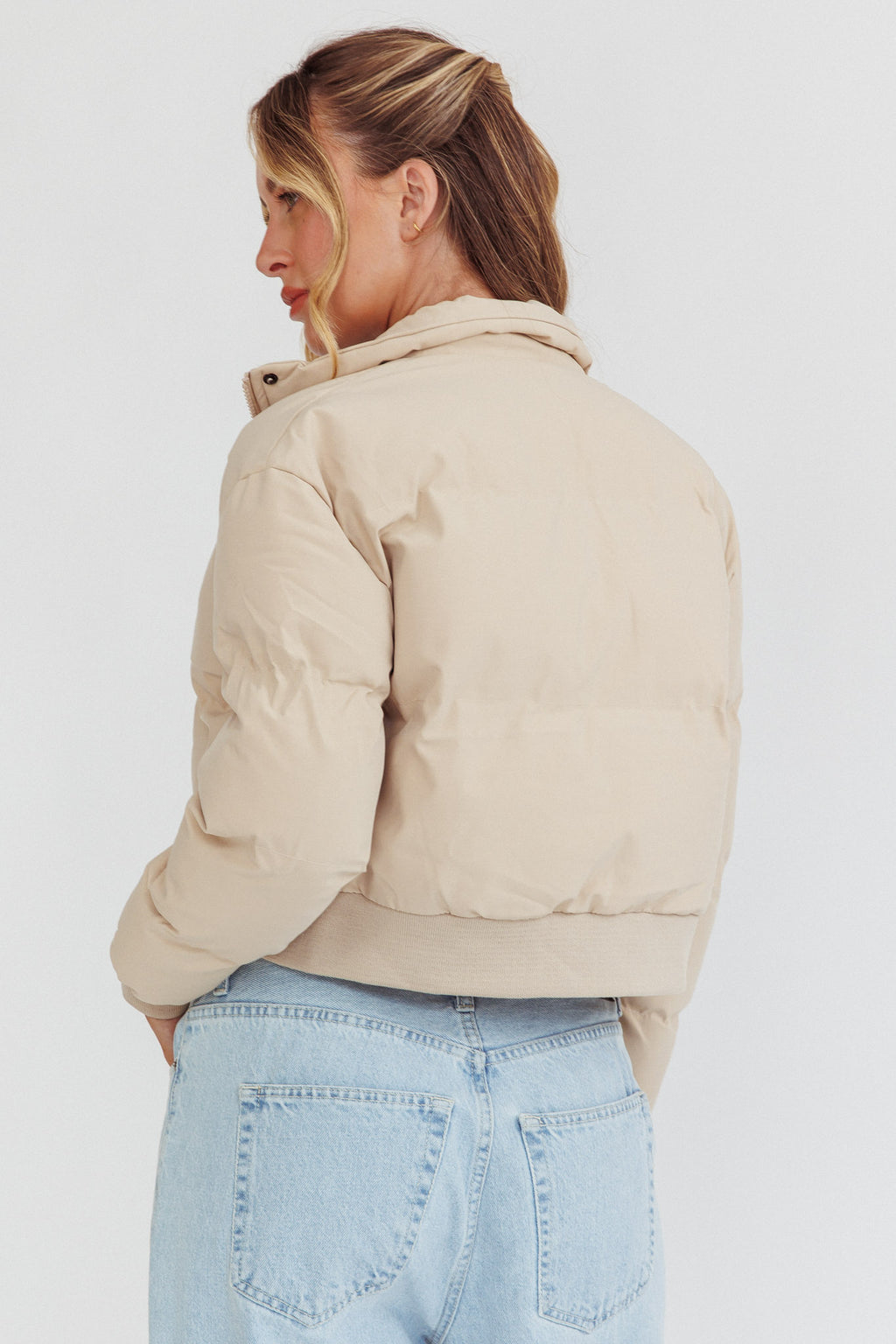 Infatuation Cropped Puffer Jacket White by Selfie Leslie Australia
