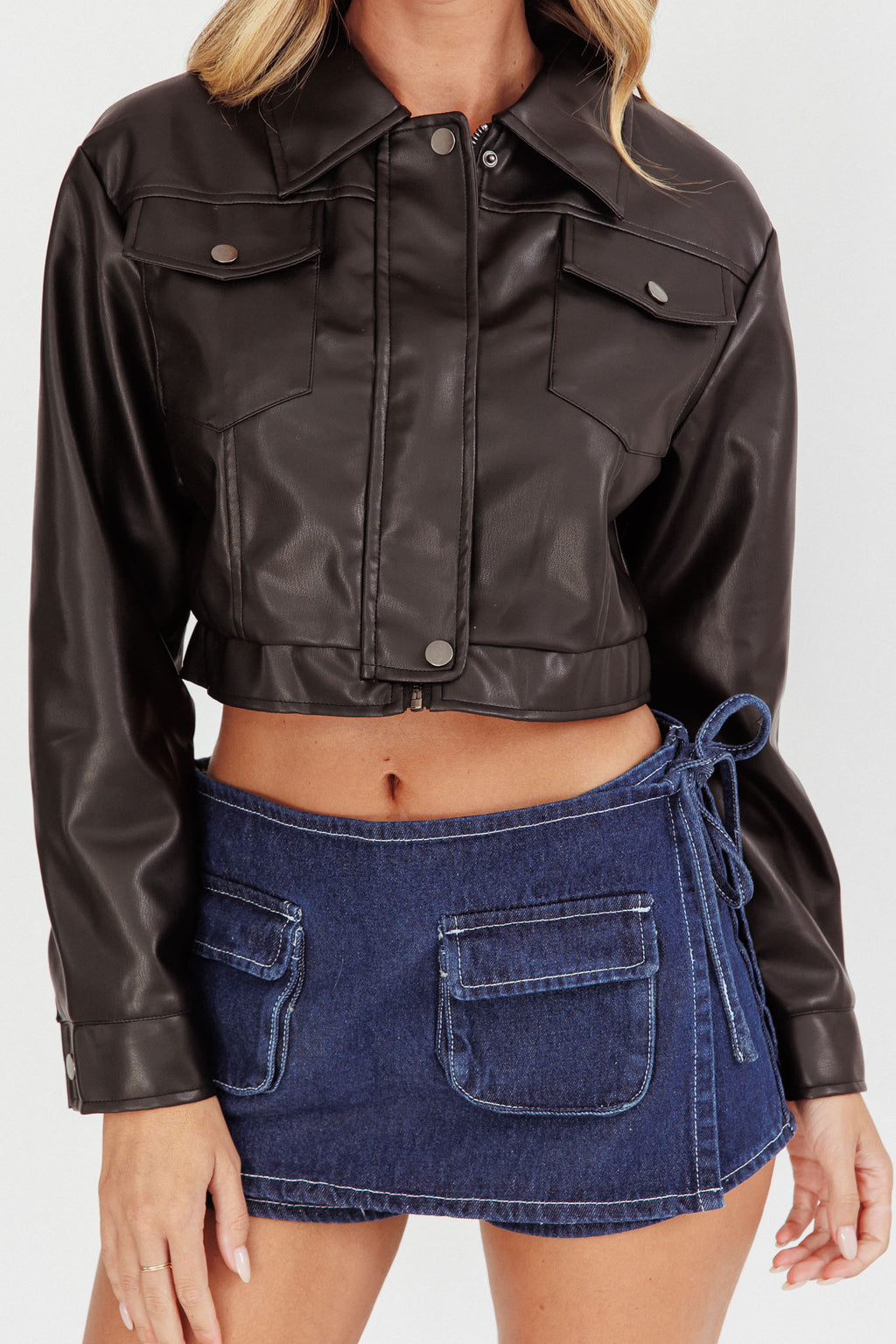 Navigator Snap Button Jacket Black by Selfie Leslie Australia