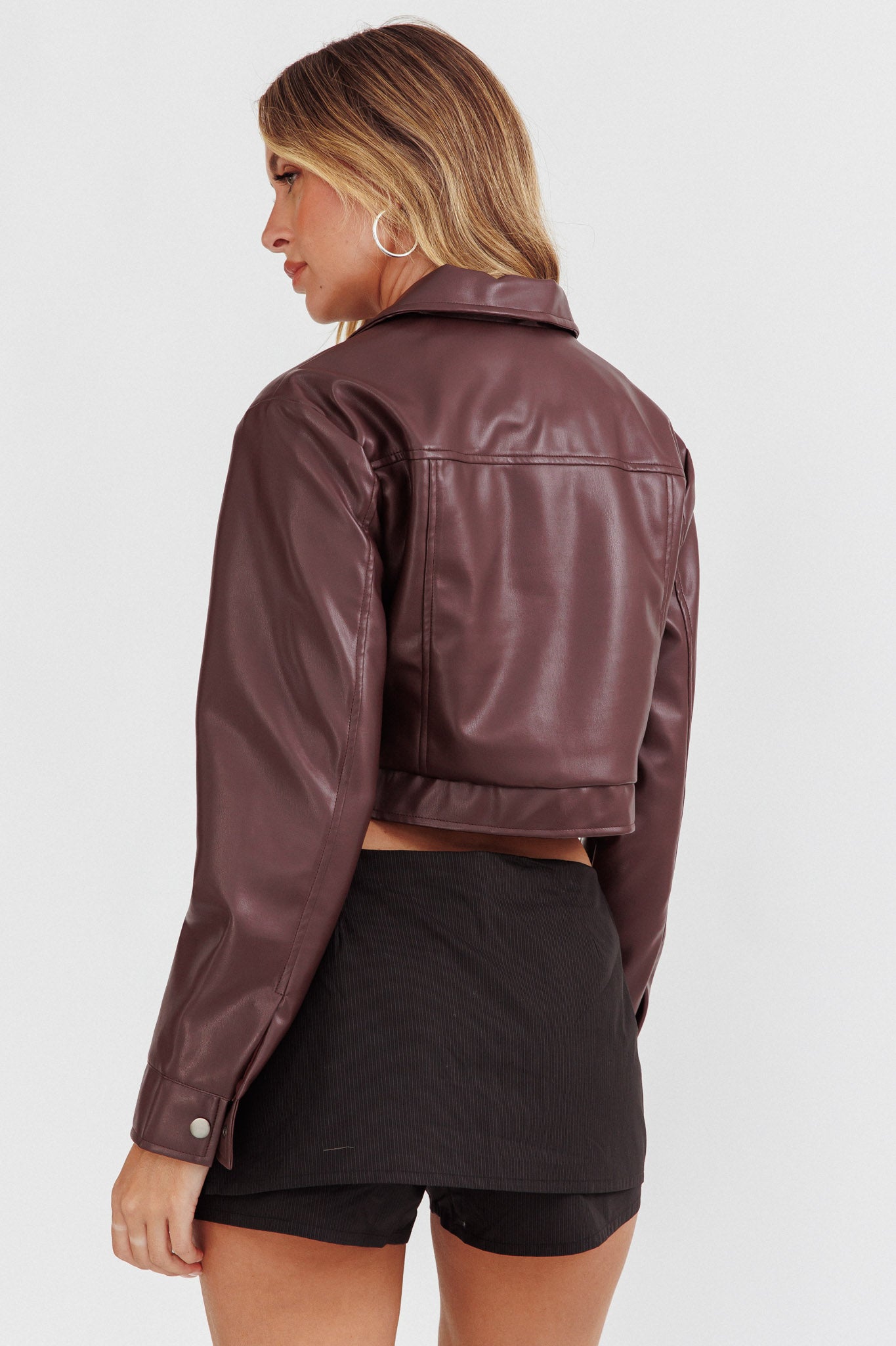 Navigator Snap Button Jacket Brown by Selfie Leslie Australia