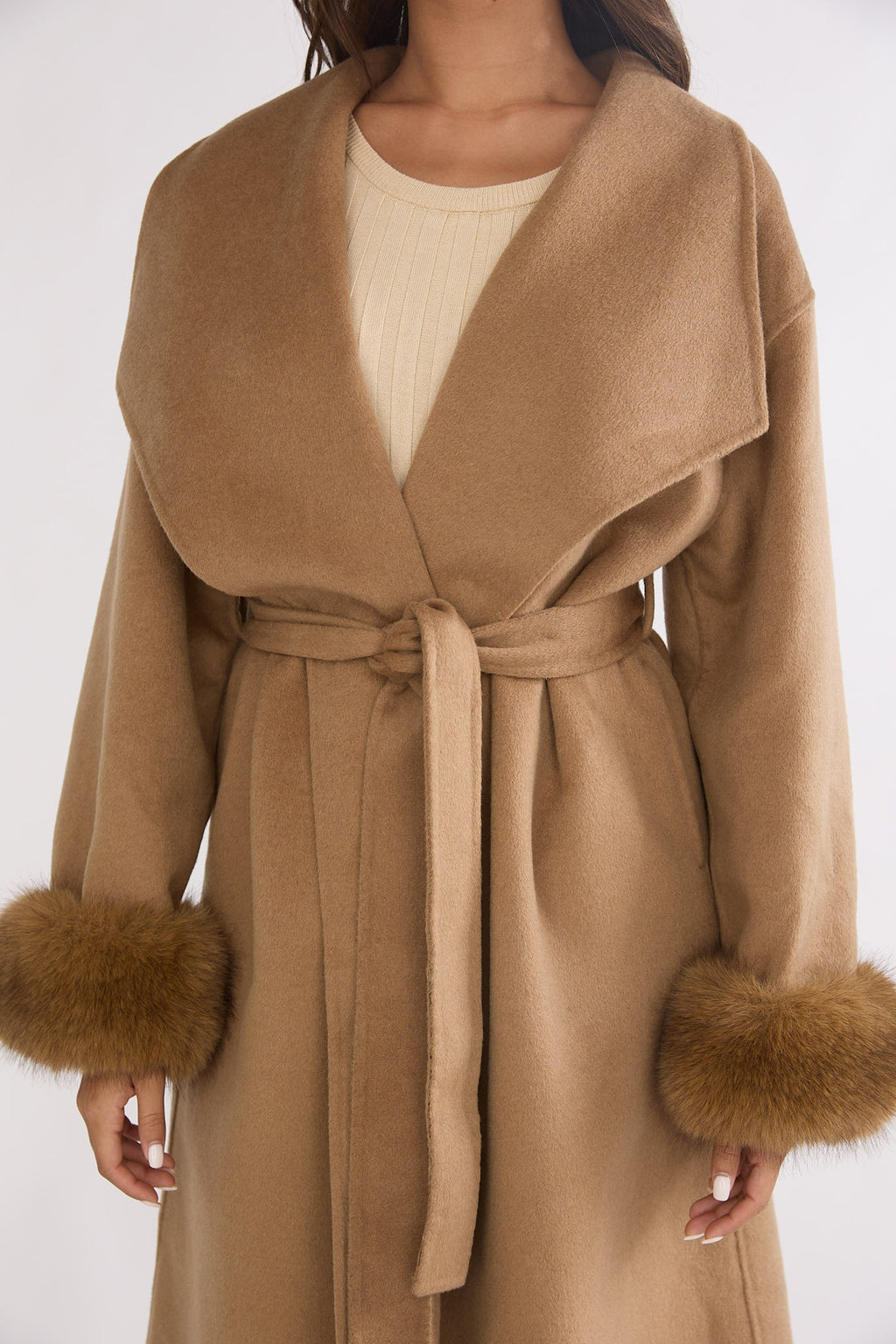 Zannora Faux Fur Coat Camel by Selfie Leslie Australia