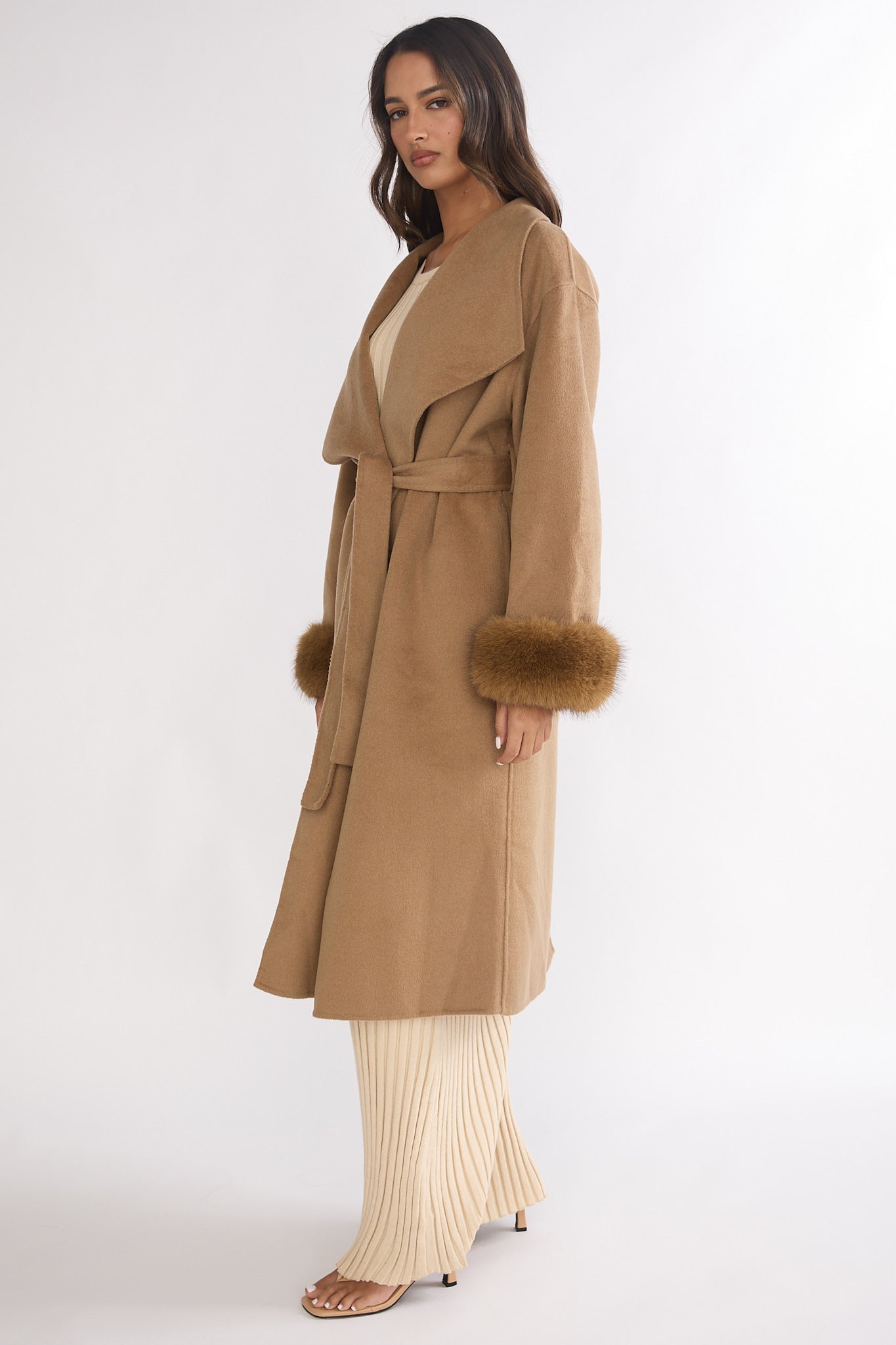 Zannora Faux Fur Coat Camel by Selfie Leslie Australia