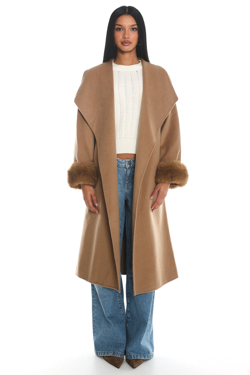 Zannora Faux Fur Coat Camel by Selfie Leslie Australia