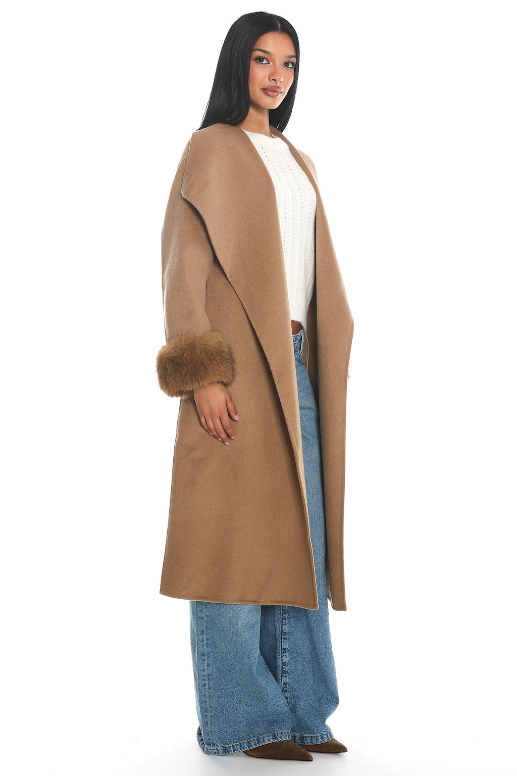 Zannora Faux Fur Coat Camel by Selfie Leslie Australia
