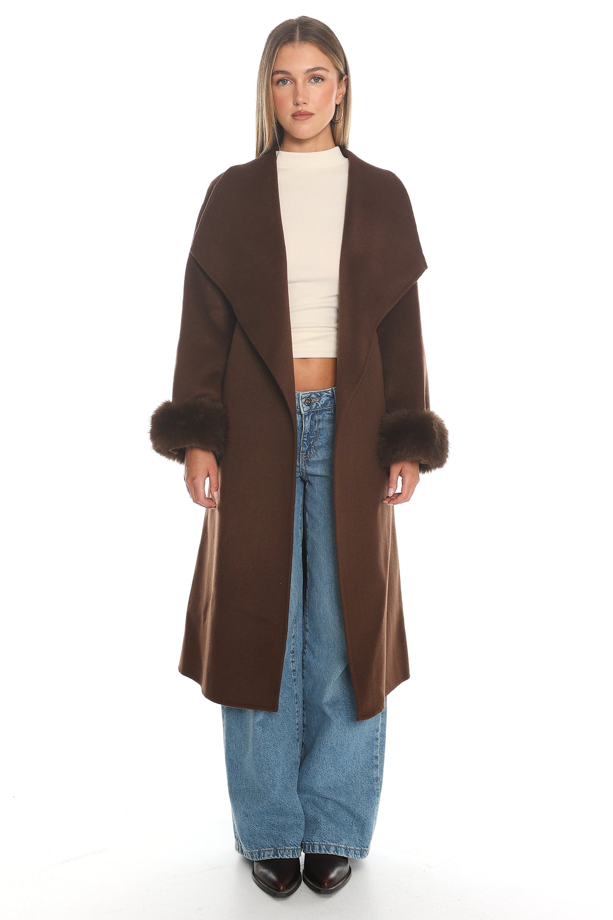 Zannora Faux Fur Coat Chocolate by Selfie Leslie Australia