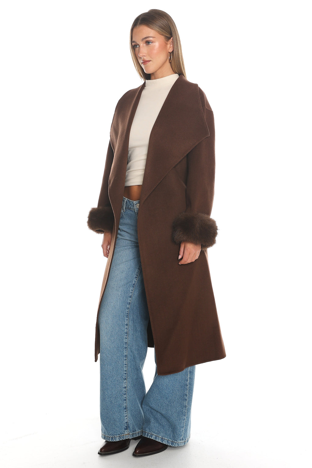 Zannora Faux Fur Coat Chocolate by Selfie Leslie Australia