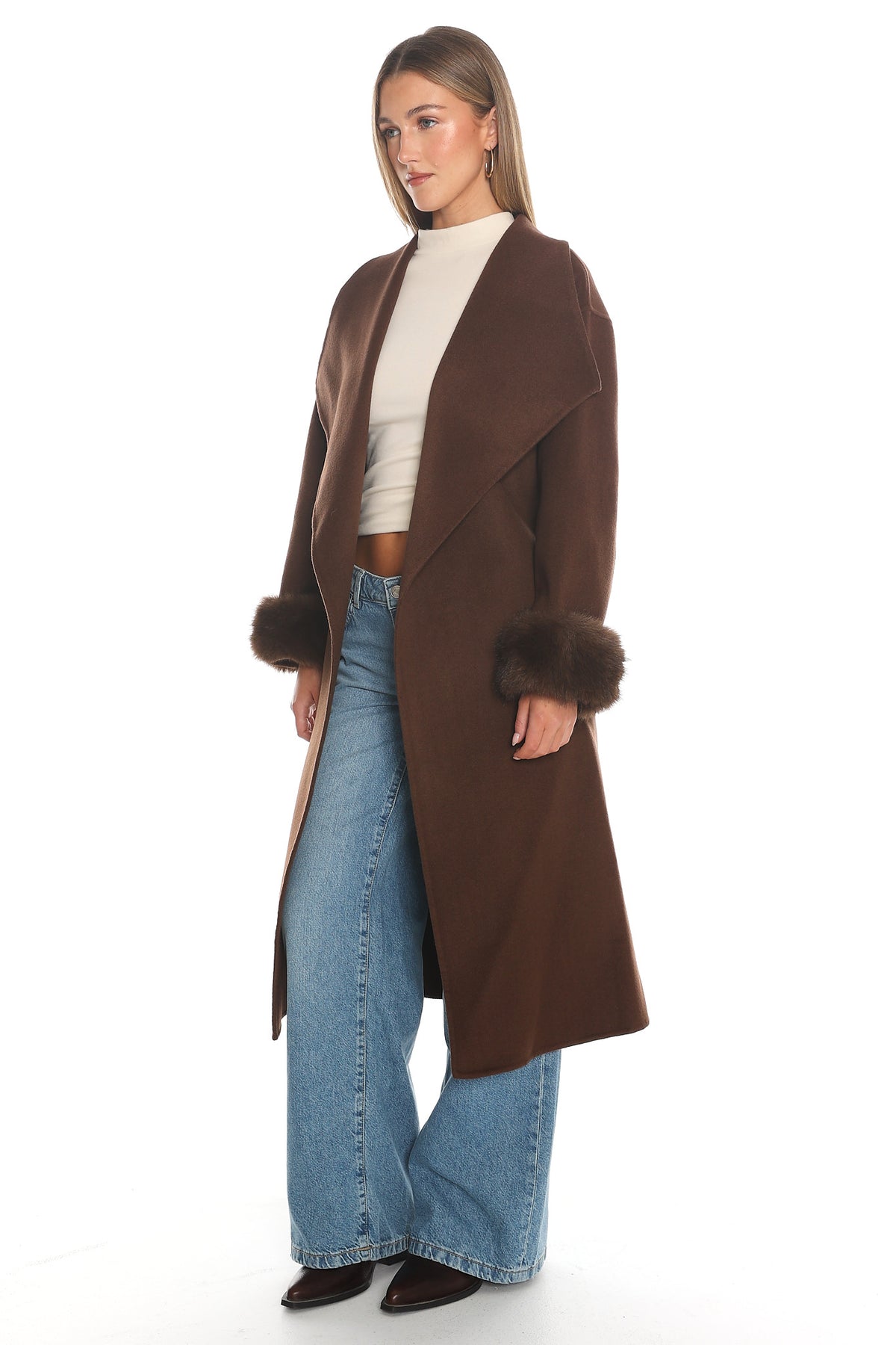 Zannora Faux Fur Coat Chocolate by Selfie Leslie Australia