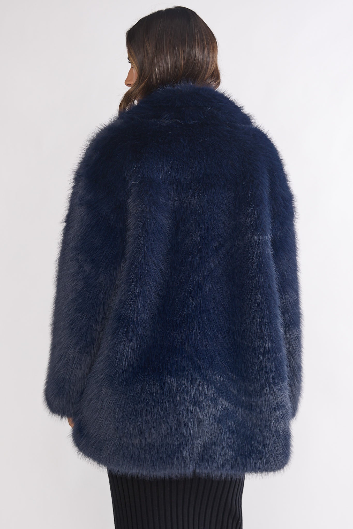 Rilani Faux Fur Pocket Coat Navy by Selfie Leslie Australia