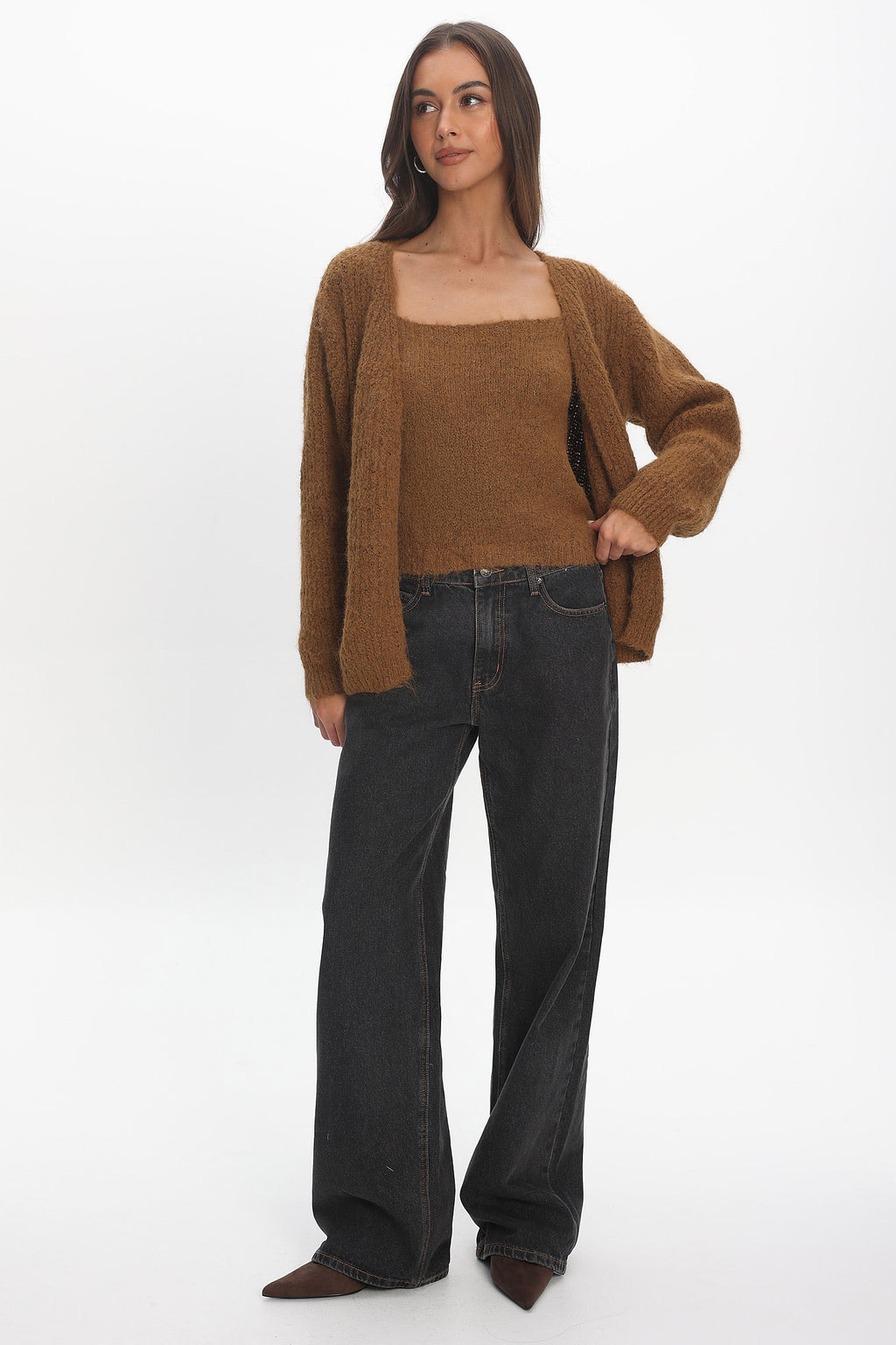 Jorie Knit Cardigan Brown by Selfie Leslie Australia