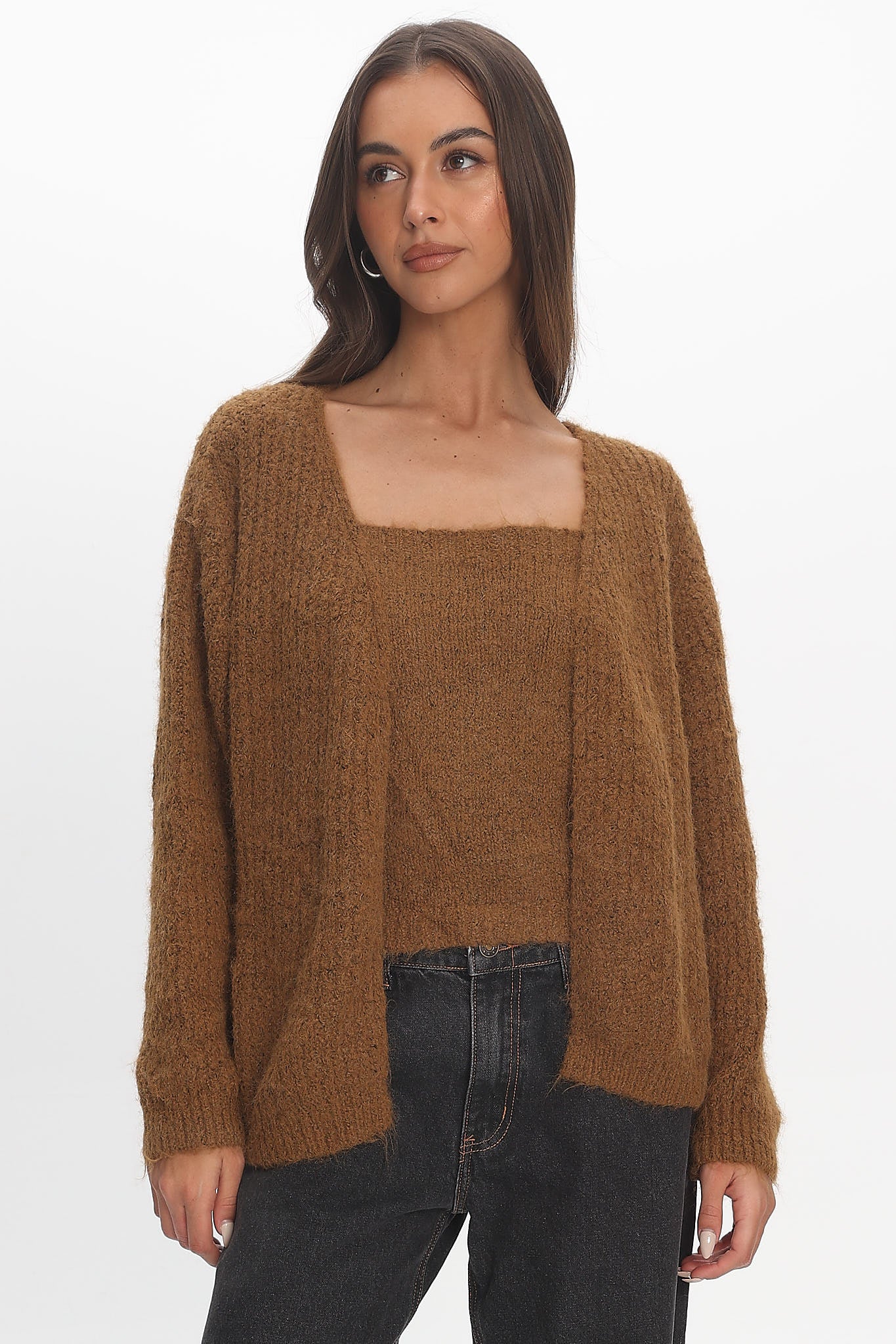 Jorie Knit Cardigan Brown by Selfie Leslie Australia