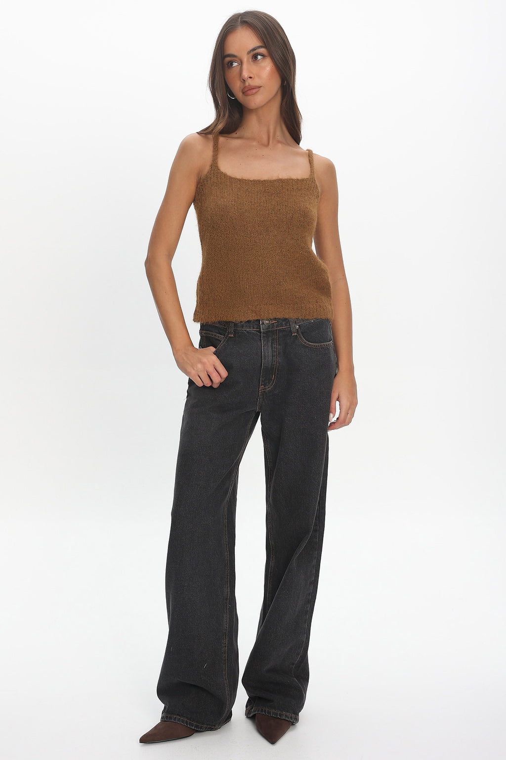 Jorie Knit Cami Top Brown by Selfie Leslie Australia