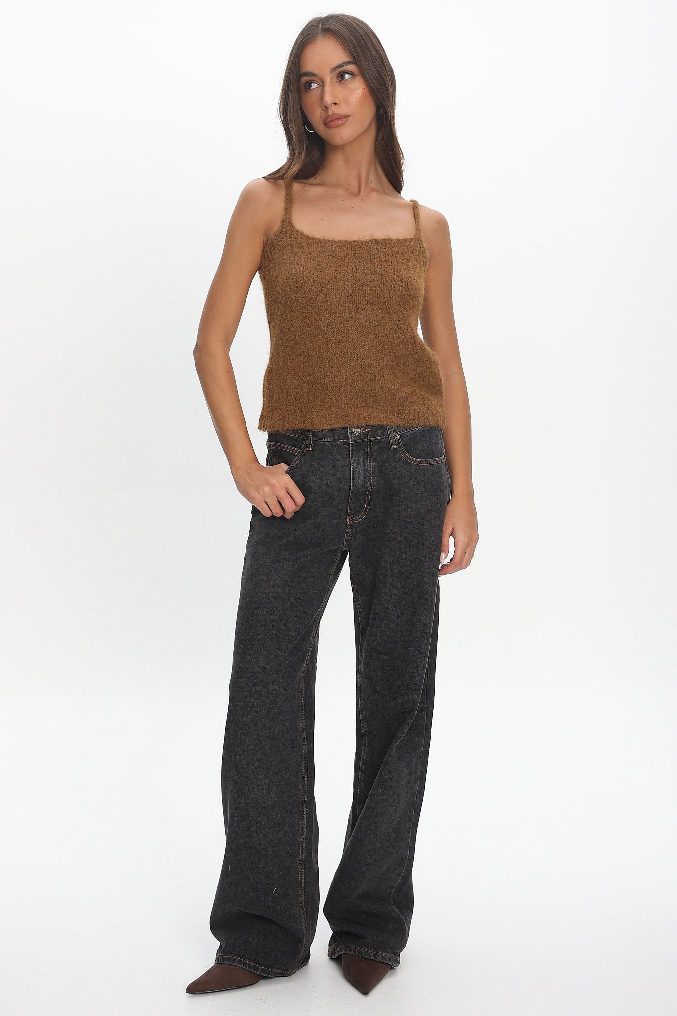 Jorie Knit Cami Top Brown by Selfie Leslie Australia