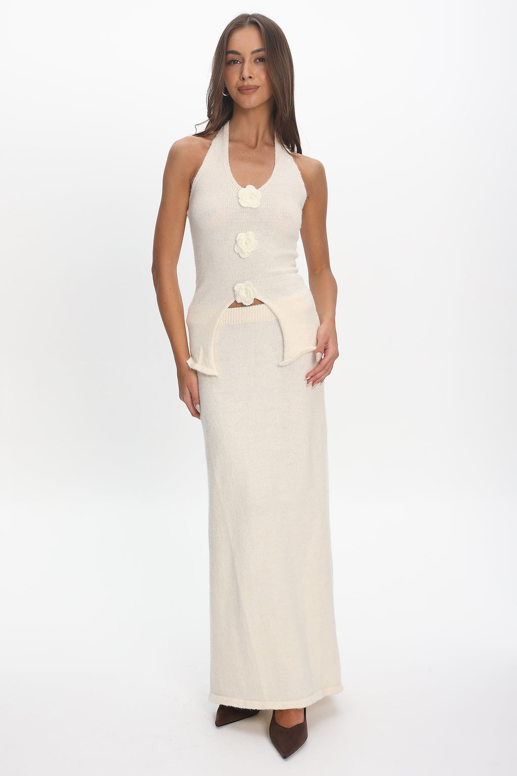 Duma Knit Maxi Skirt Cream by Selfie Leslie Australia