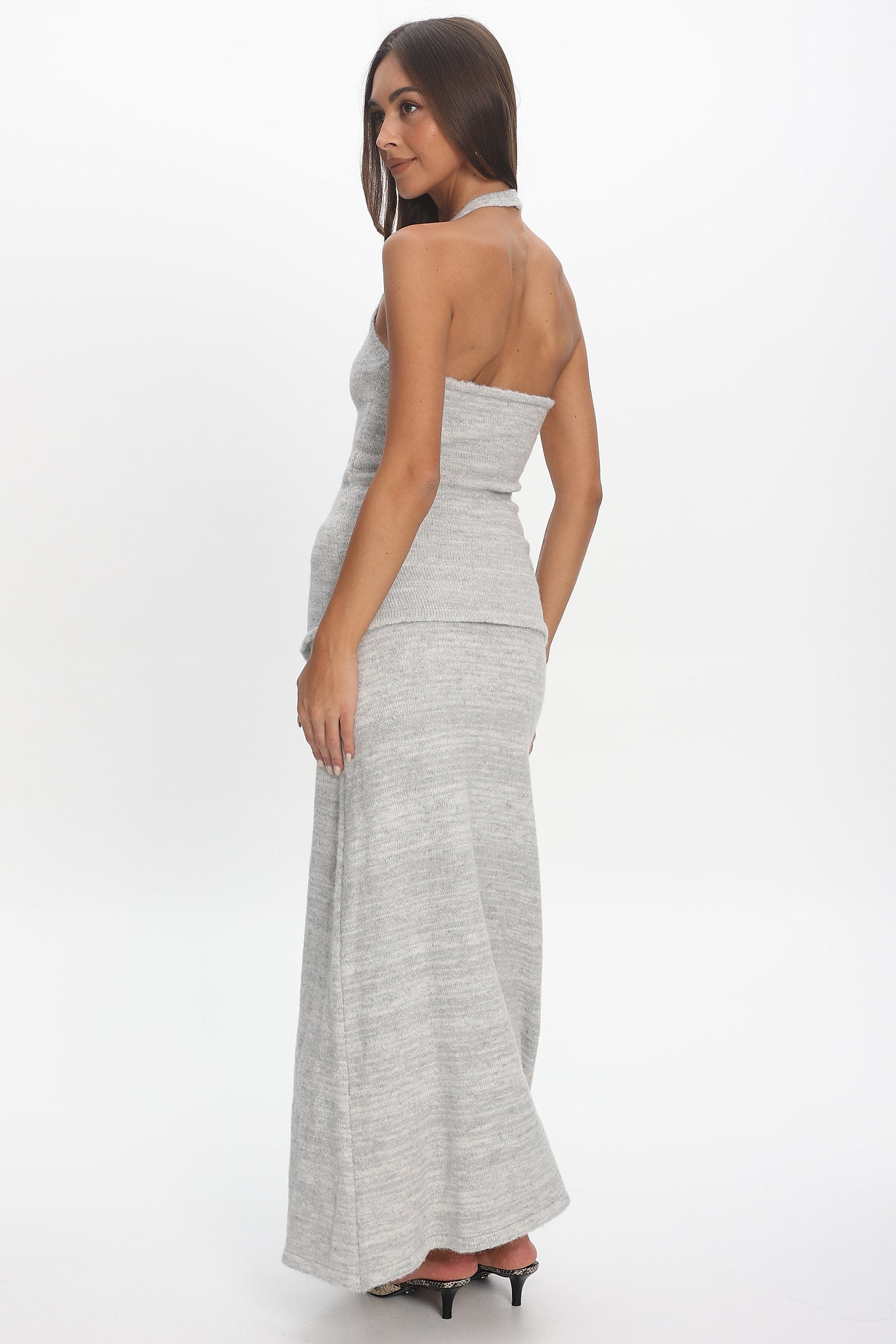 Duma Knit Maxi Skirt Light Grey by Selfie Leslie Australia