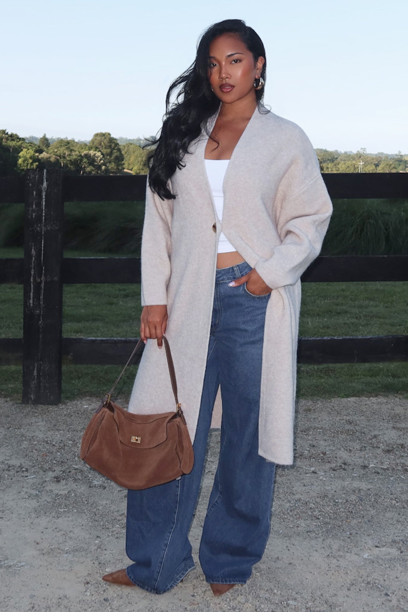Last Light Longline Oversized Coat Oat by Selfie Leslie Australia