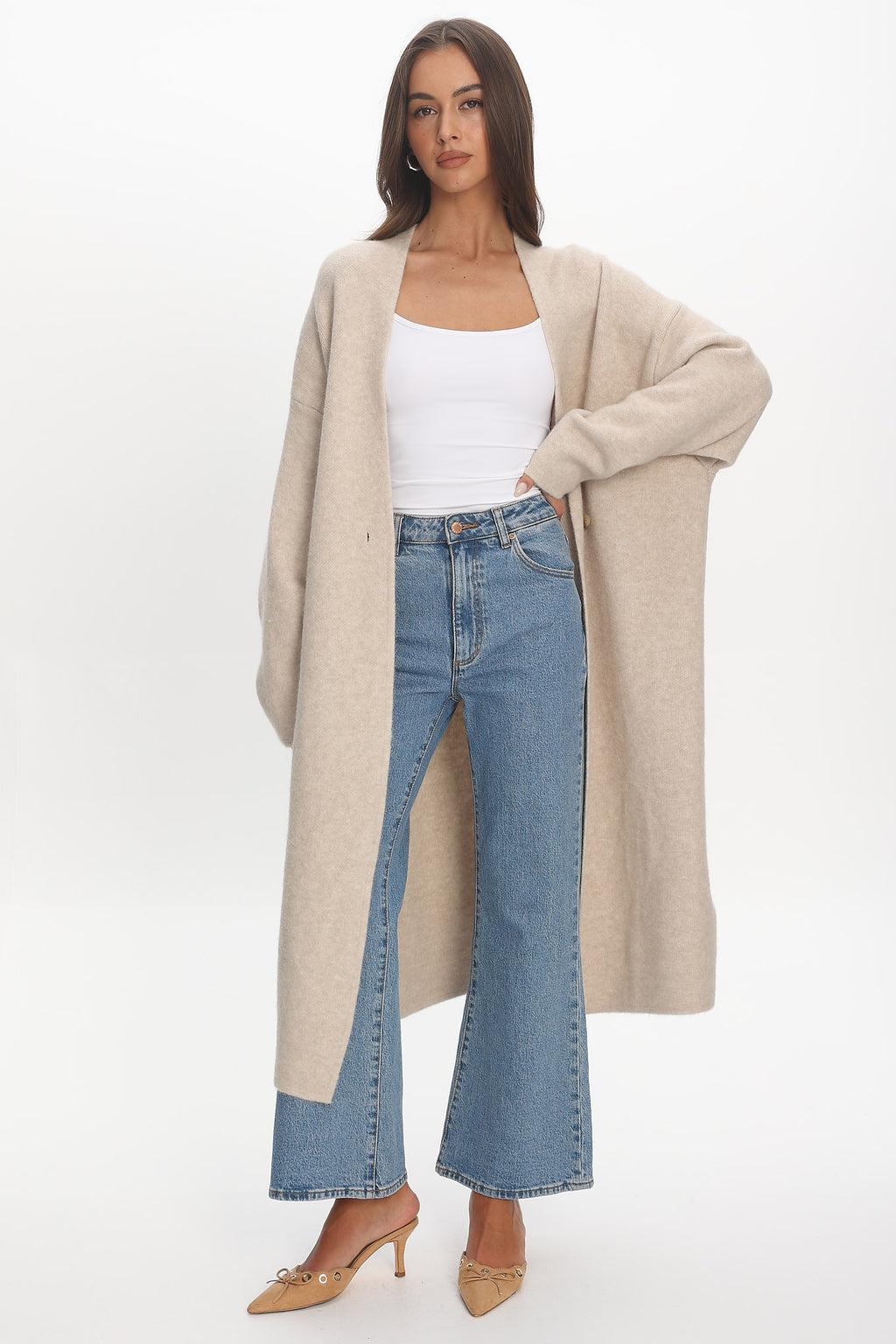 Last Light Longline Oversized Coat Oat by Selfie Leslie Australia
